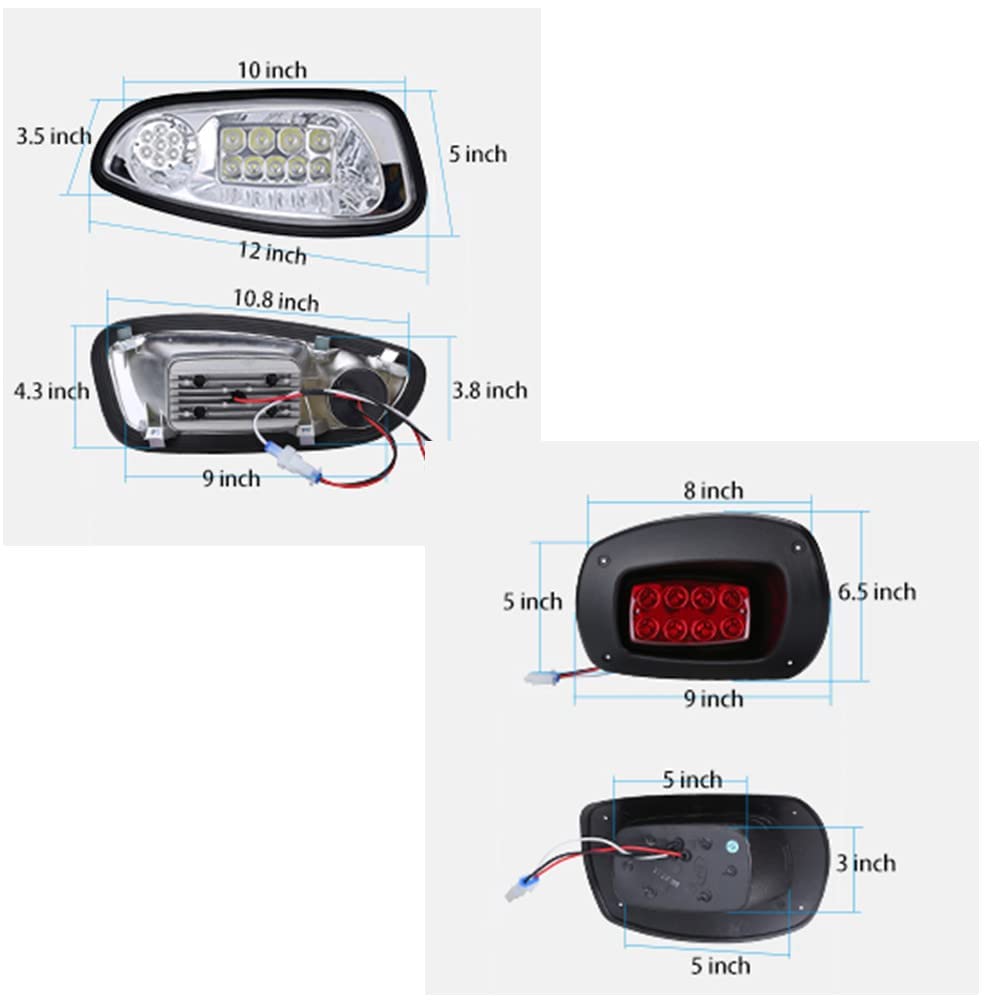 10L0L Golf Cart Headlight & Taillight Kit for 08-15 EZGO RXV Carts - Deluxe LED Lights with Turn Signals, Horn, Brake Lights & Wiring Harness (Not Compatible with RXV II) - Street Legal Lighting Upgrade for Night Golfing & Neighborhood Cruising