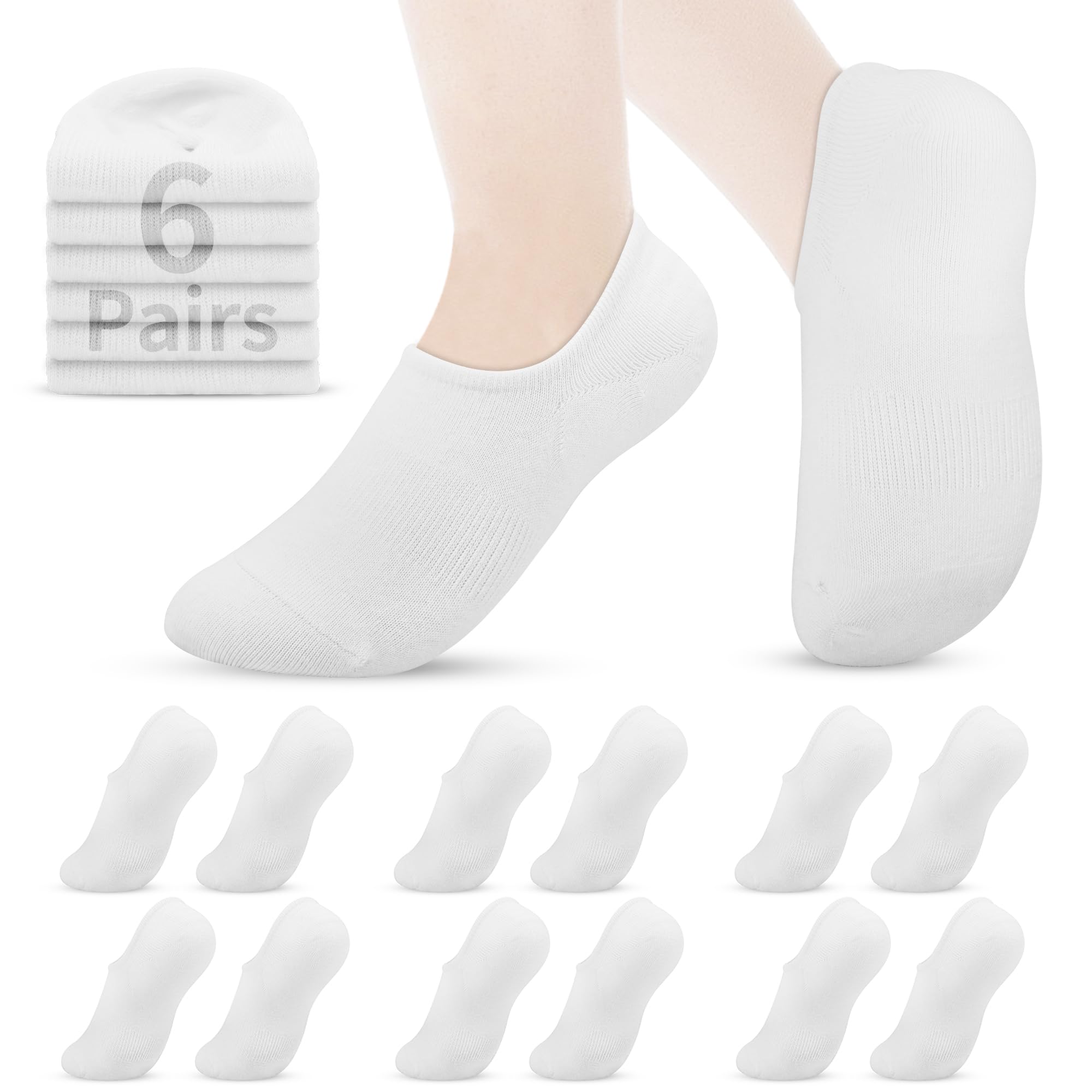 VOROLO Women's No Show Socks - Low Cut Invisible Ankle Socks with Non-Slip Grip for Running, Sneakers & Boat Shoes | Breathable Athletic Liner Socks for Workout & Daily Wear