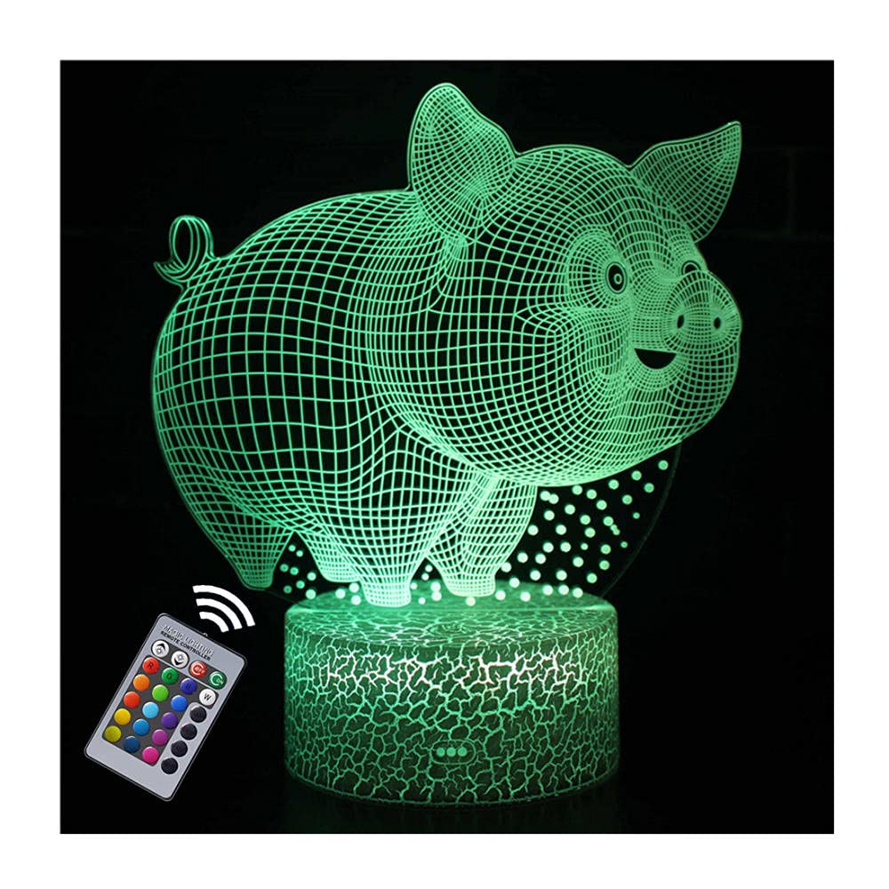 3D Illusion LED Night Light - 16 Color Changing Animal Touch Table Lamp with Remote Control | USB Powered Bedside Decor Lamp | Perfect Gift for Birthday, Christmas, Holiday | Ideal for Kids' Room, Nursery, Bedroom Decor