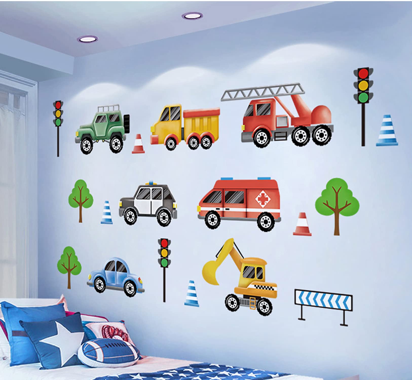 Creative Self-Adhesive Kids Traffic Wall Stickers - Removable Peel and Stick Transport Decals for Nursery, Bedroom & Classroom Decor | DIY Wall Art Mural for Boys Room, Playroom & Learning Spaces