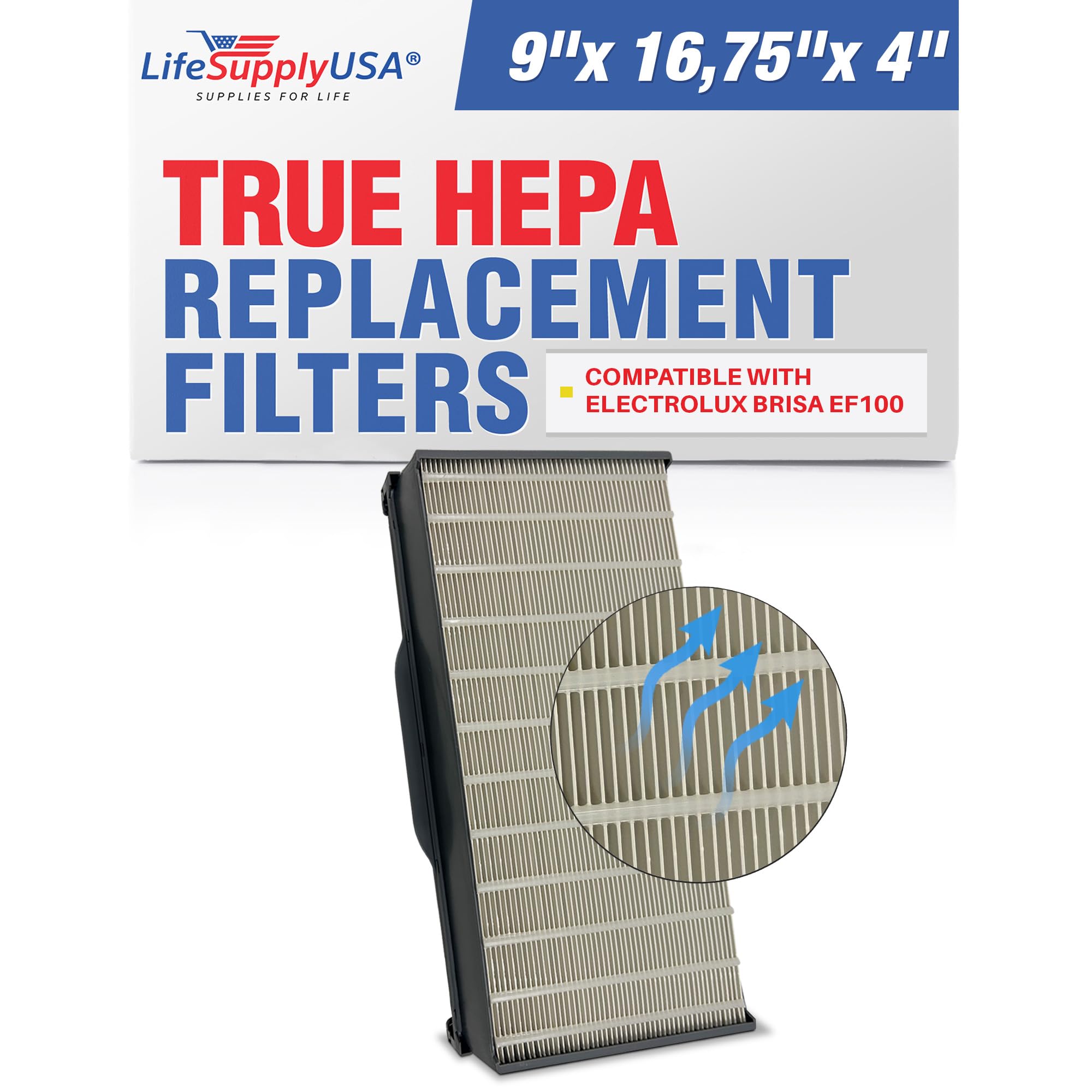 LifeSupplyUSA True HEPA Air Filter Replacement for Electrolux Brisa EF100 Air Purifier - Eliminates Dust, Pollen & Pet Dander - Perfect for Allergy Sufferers & Home Air Purification
