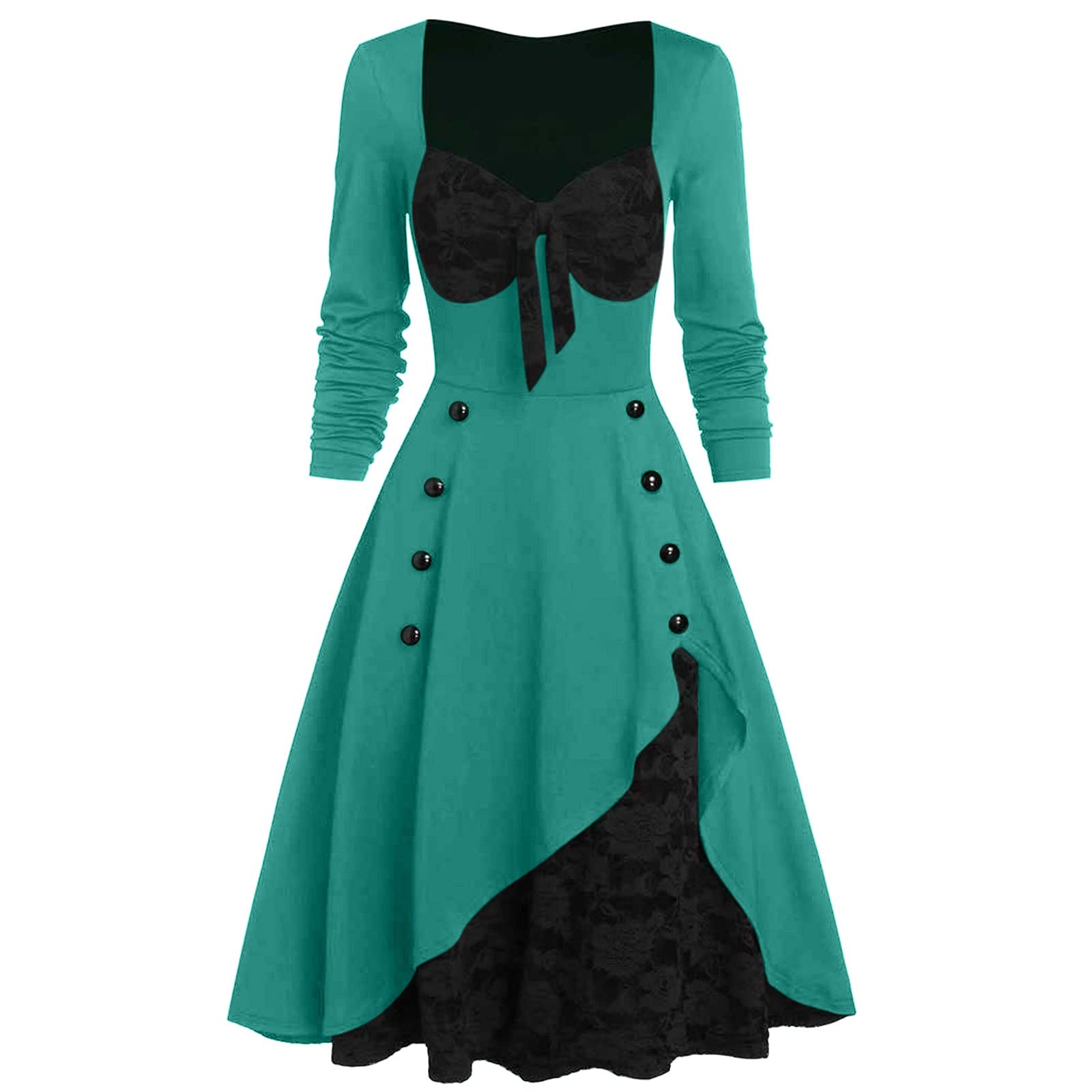 Gothic Dresses for Women Plus Size 2022 - Long Sleeve Vintage Swing Dress for Halloween, Cocktail Party & Formal Occasions | Elegant Gothic Fashion for Evening Events & Special Occasions