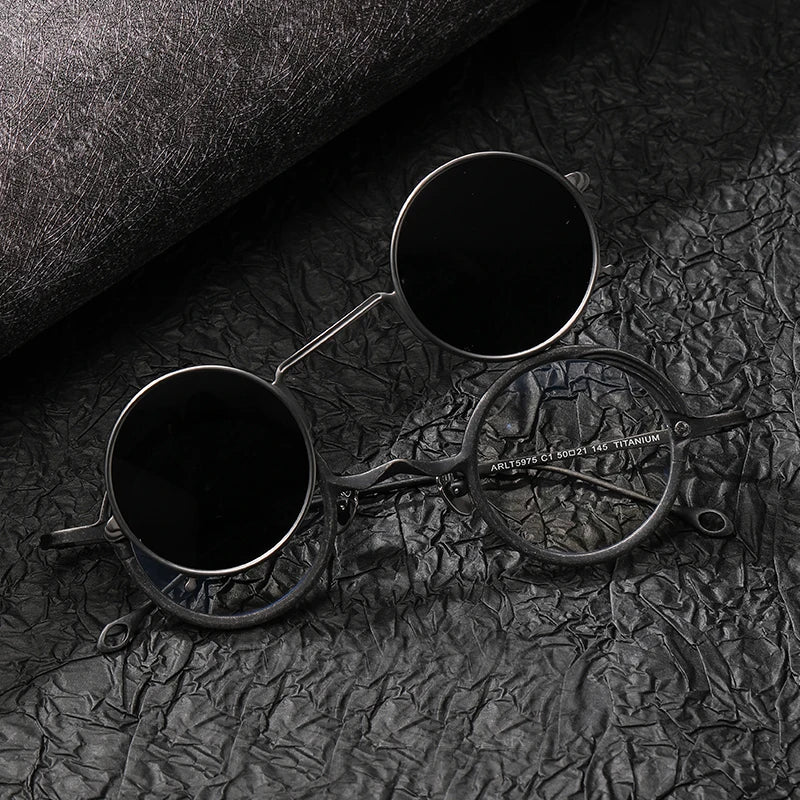 Stylish Unisex Black Titanium Round Eyeglasses with Clip-On Sunglasses - Perfect for Outdoor Activities, Driving & Fashion Accessories