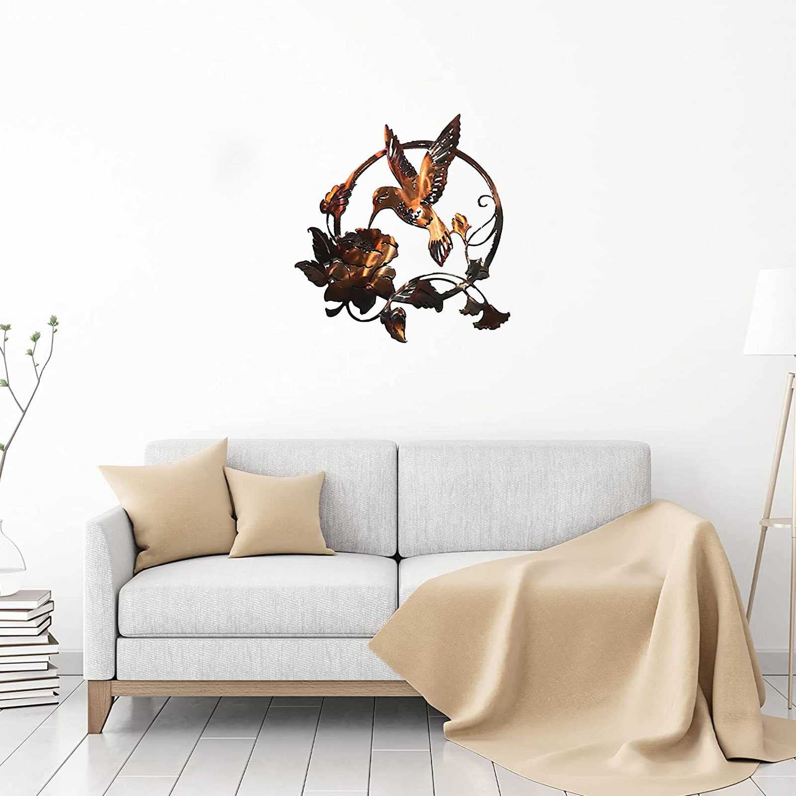 Handmade Wrought Iron Hummingbird Wall Art Decor - Rustic Metal Wall Hanging for Outdoor, Living Room, Bedroom & Office - Unique Honey Bird Ornament for Garden, Patio & Indoor Spaces