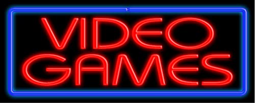 Retro Video Games Glass Neon Sign #10646 - Handcrafted in USA - Perfect for Gaming Room, Man Cave & Arcade Decor