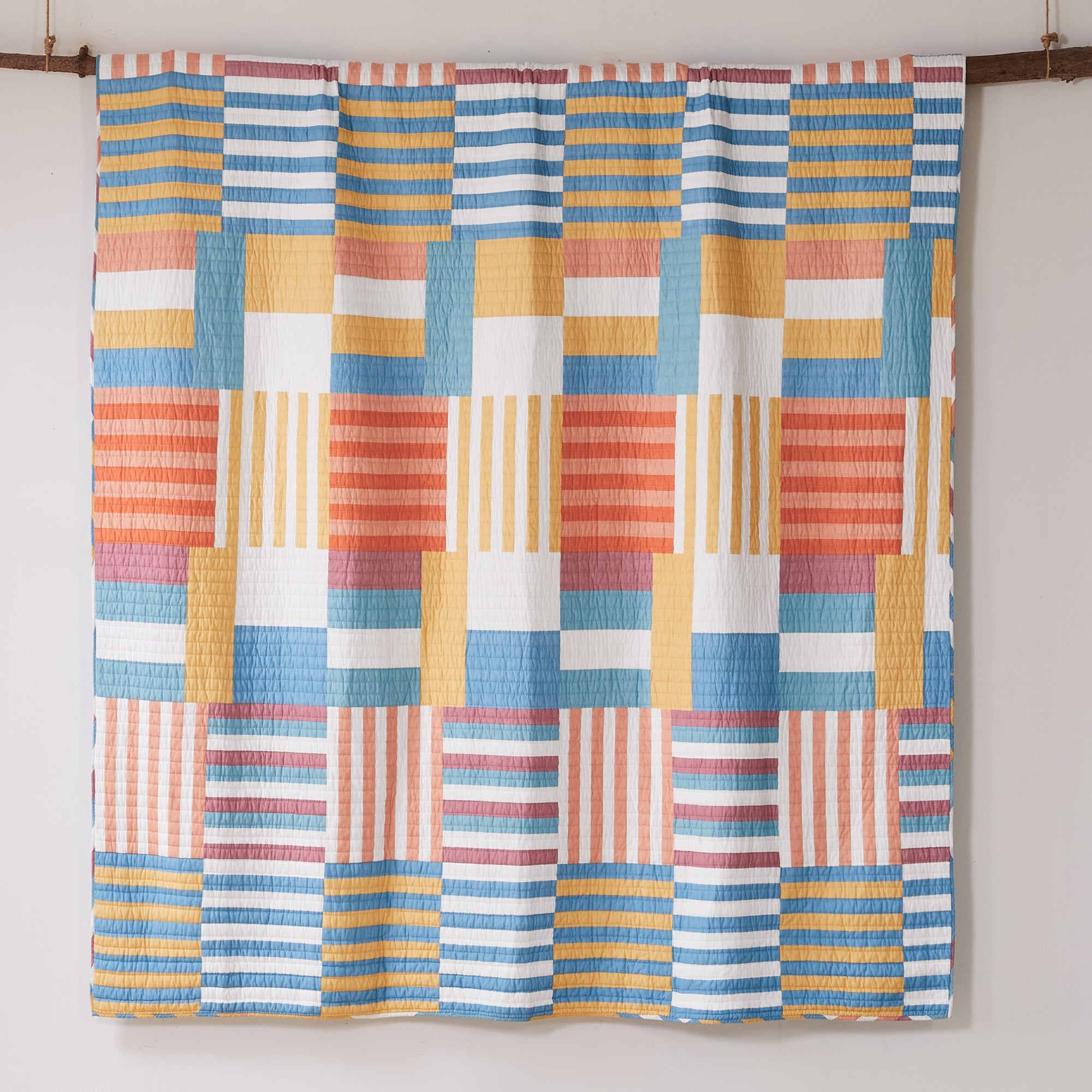 Sol Stripe Patch Quilt Set - Soft & Breathable Cotton Bedding - Perfect for Guest Rooms, Dorms & Cozy Bedroom Decor