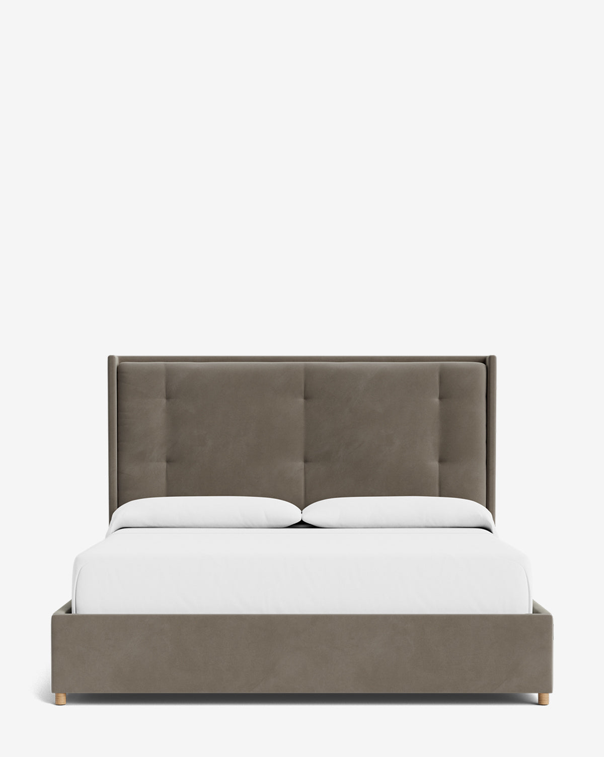 Luxury Ria Upholstered Bed Frame - Queen Size Platform Bed with Soft Fabric Headboard - Modern Bedroom Furniture for Master & Guest Rooms