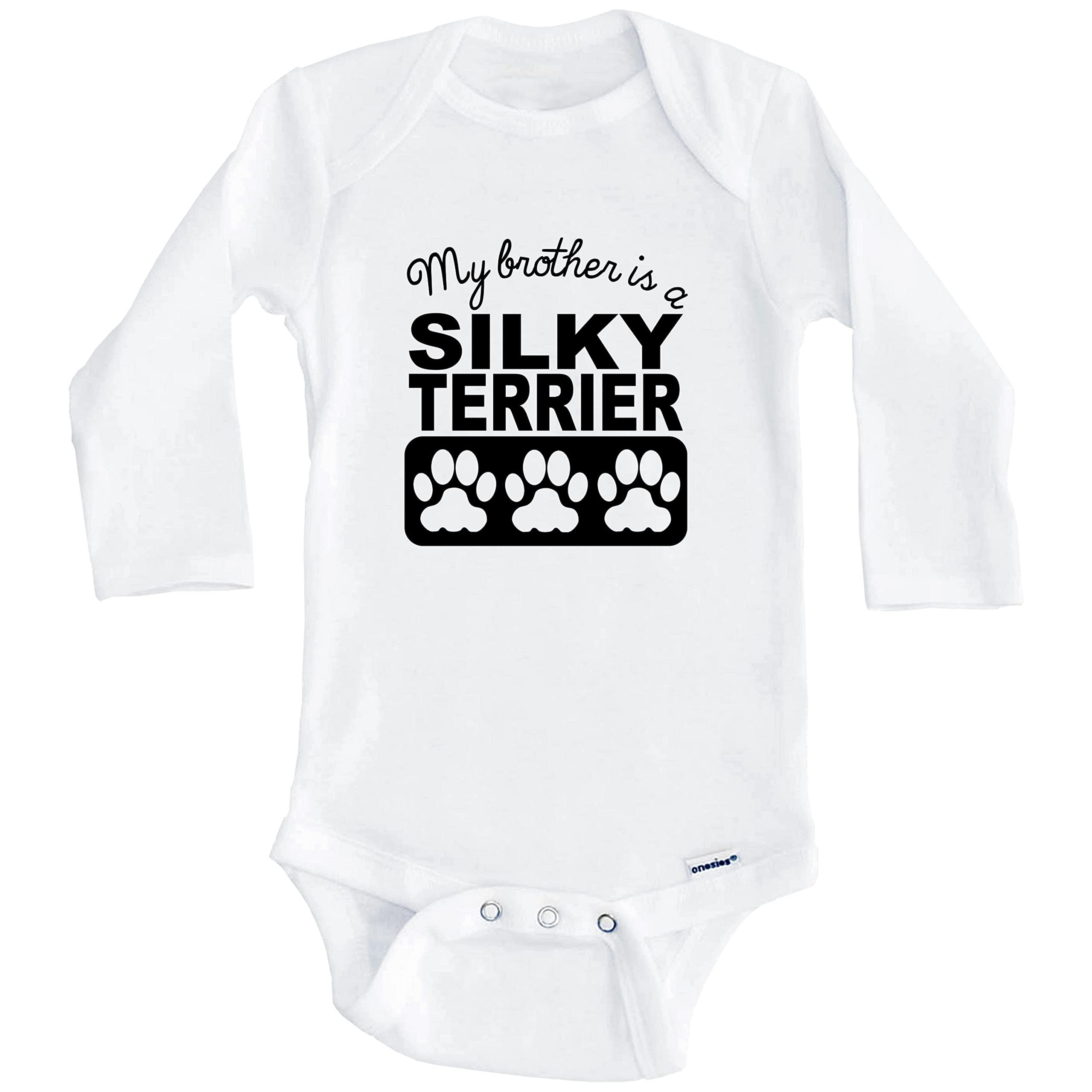 My Brother is a Silky Terrier Baby Bodysuit - Long Sleeve One-Piece Outfit for Infants | Perfect for Family Photos, Pet Lovers & Casual Wear