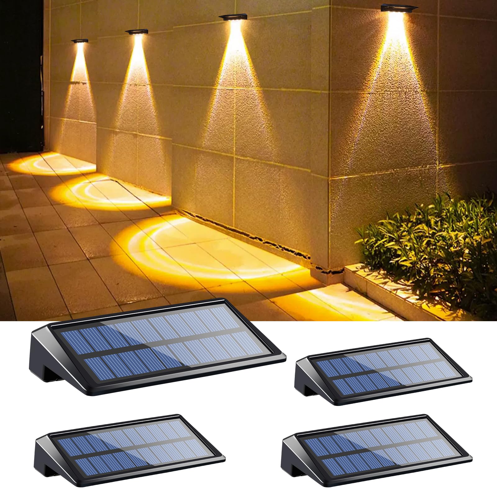 LUHLEE 4 Pack Solar Fence Lights Outdoor - High Brightness Waterproof Solar Wall Lights for Deck, Backyard, Porch, Steps & Gutter | Weatherproof Solar Lighting for Pathways, Gardens & Outdoor Decor