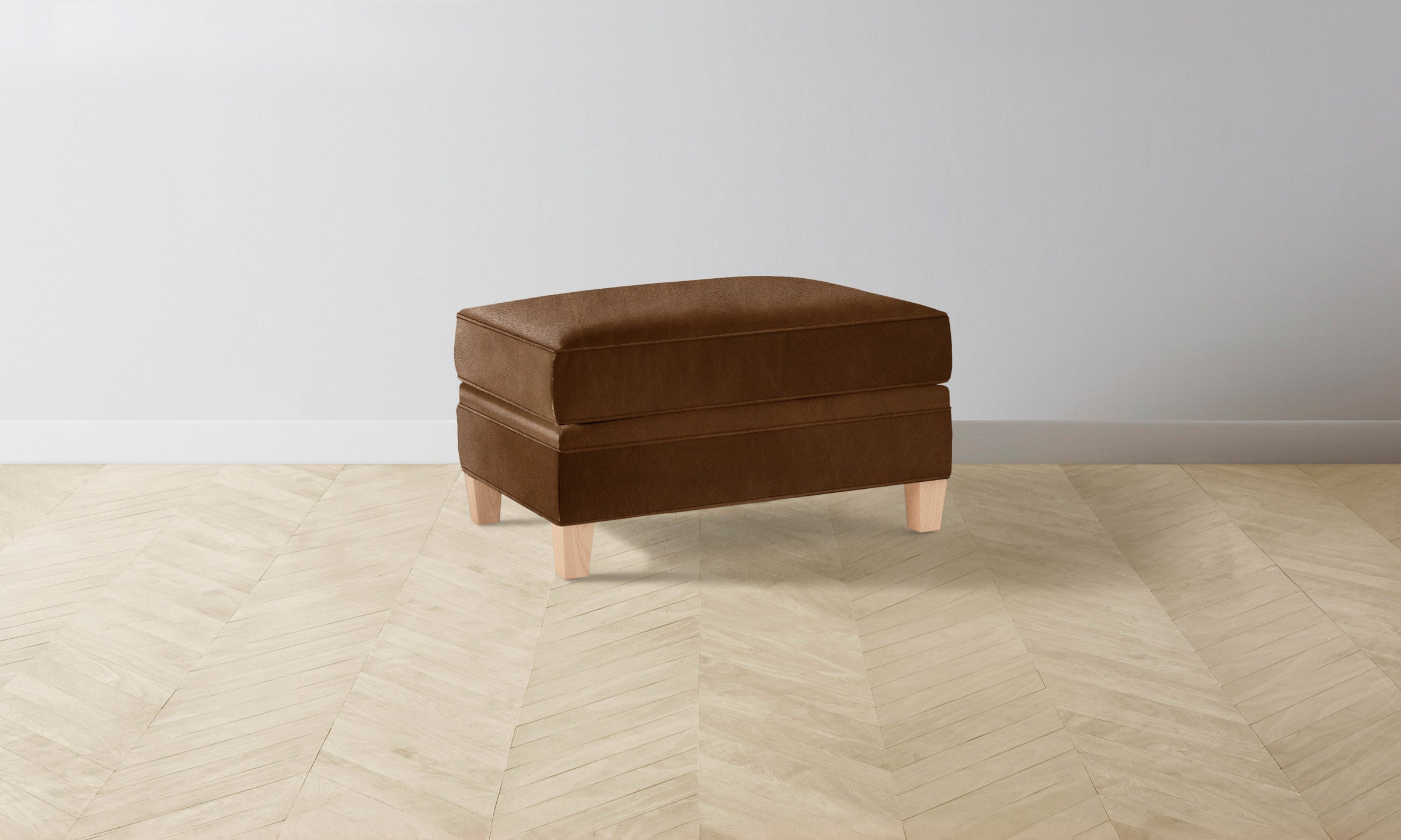 Premium Carmine Ottoman - Genuine Tuscan Leather in Rich Cognac - Perfect for Living Room, Bedroom & Home Office Decor