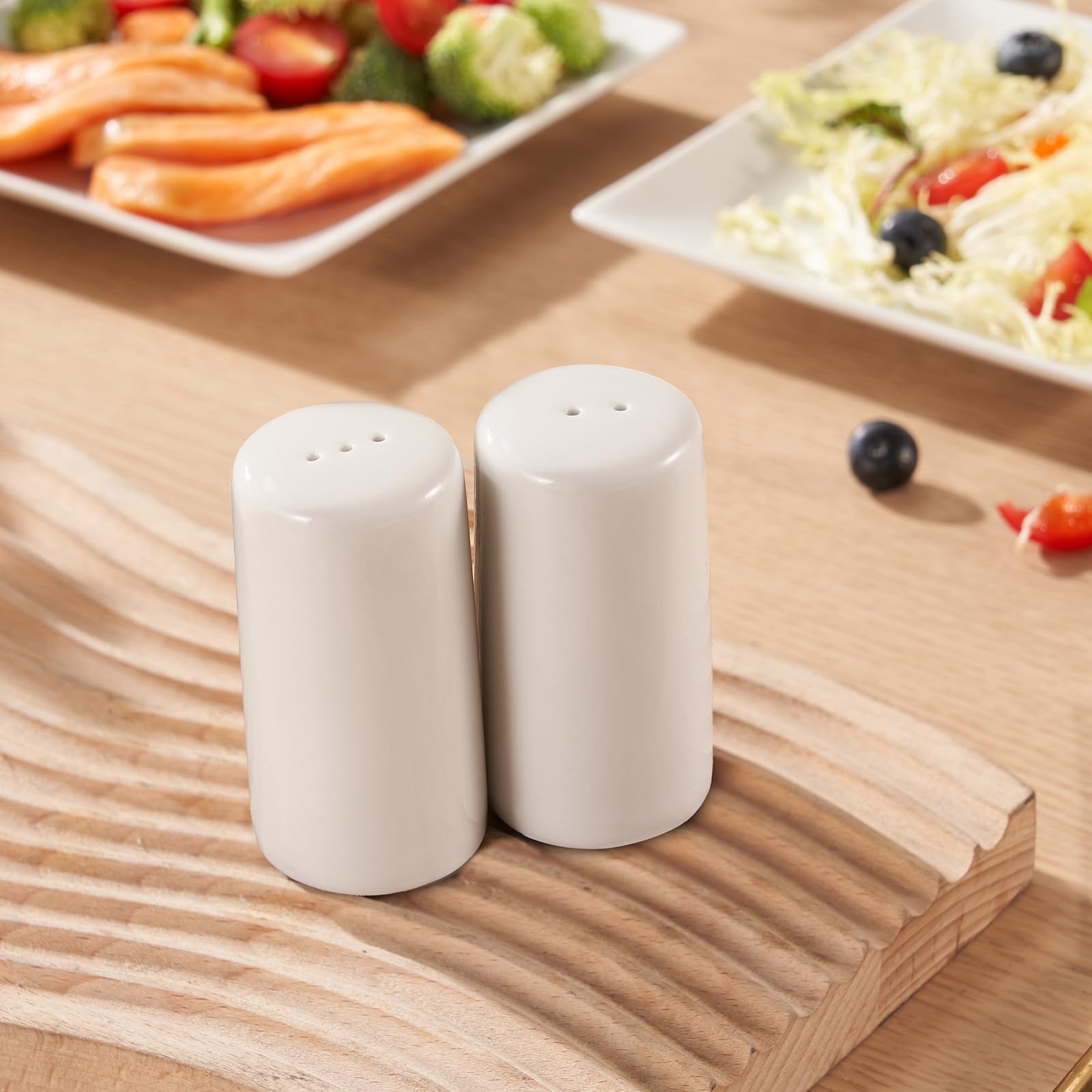 Premium Ceramic Salt and Pepper Shakers Set - 4 Piece Farmhouse Kitchen Essentials, Elegant White Tableware for Cooking, Dining & Home Decor | Ideal for Kitchen, Restaurant, Camping & BBQ Parties