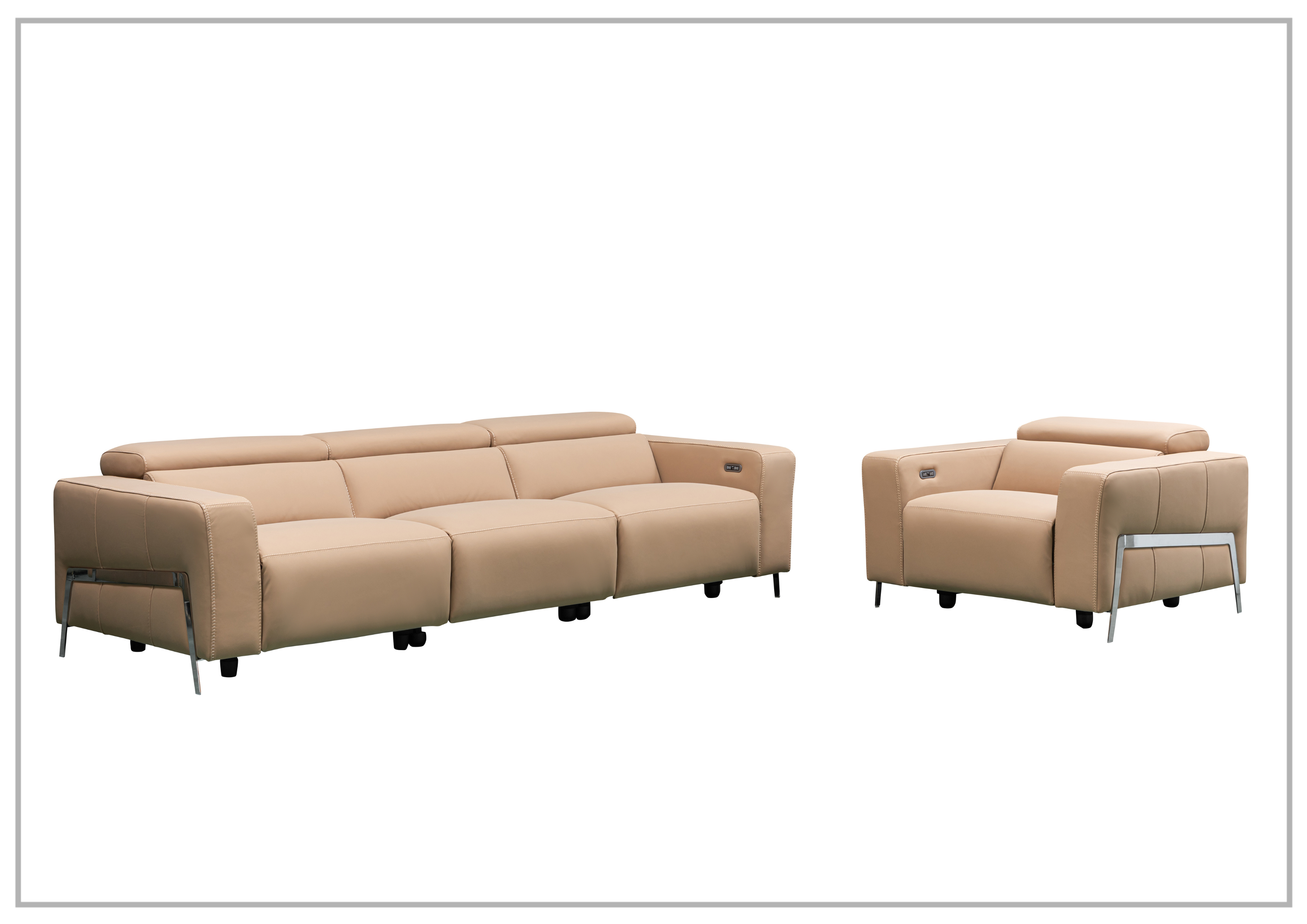Klaussner Prestigio 3-Seater Top Grain Leather Reclining Sofa - Stone Wash Finish - Comfortable Living Room Furniture for Relaxation & Movie Nights