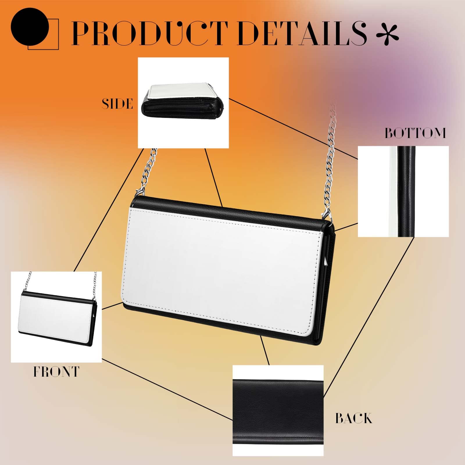LEIFIDE Sublimation Blank Wallet for Women - DIY Heat Transfer Purse with Chain, White 5-Layer Makeup Bag | Perfect for Custom Gifts, Fashion Accessories & Travel Essentials