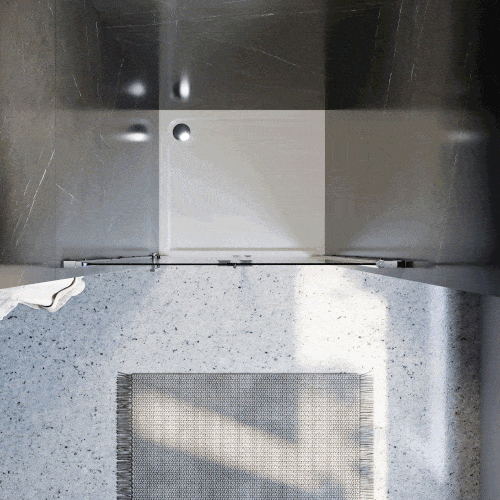 Frameless Bifold Pivot Shower Screen Door - Wall to Wall Large Entry - Perfect for Modern Bathroom & Spa Style Showers