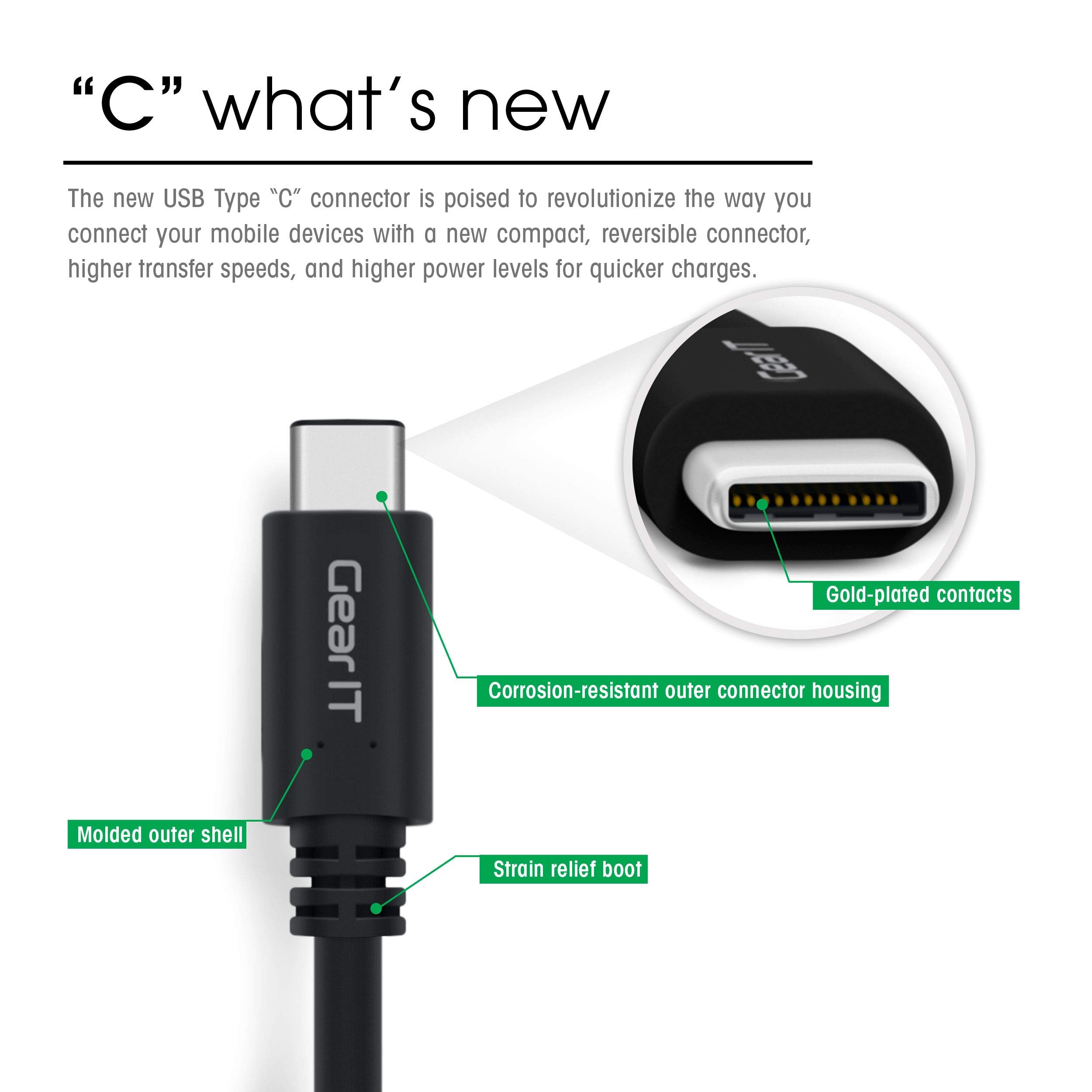 GearIT 10-Pack USB 3.0 Type C to USB A Female Adapter Cable (6 Inch, 5Gbps, Black) - Perfect for MacBook, Chromebook, Smartphones & Data Transfer