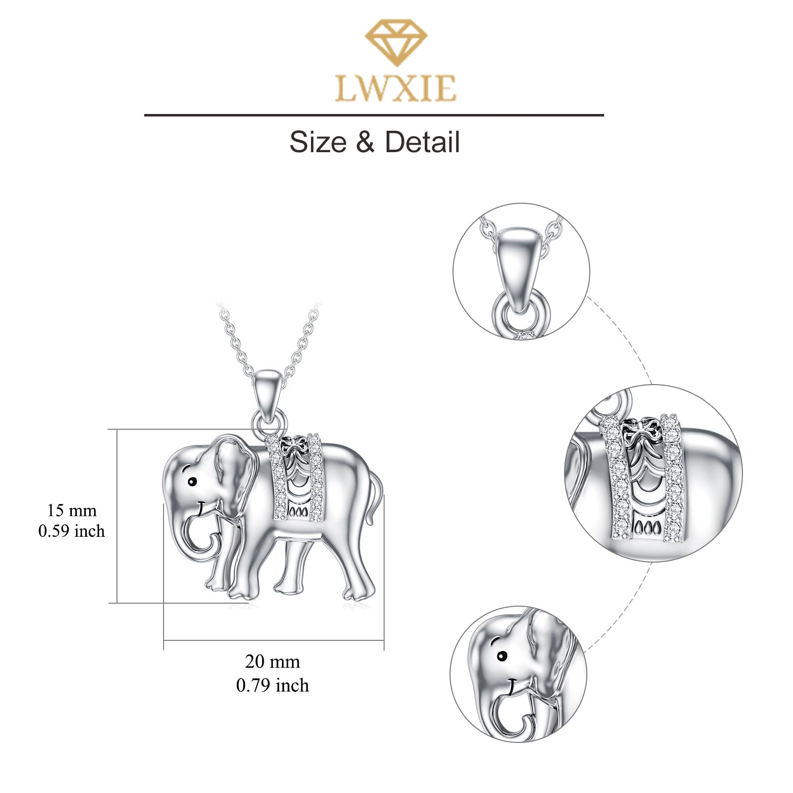 Sterling Silver Diamond Elephant Pendant Necklace for Women - Elegant Elephant Jewelry Gift for Wife, Friend, Birthday & Anniversary - Perfect for Casual Wear, Parties & Special Occasions