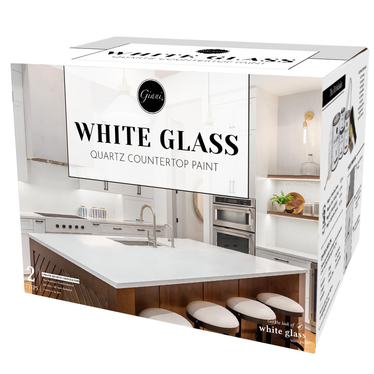 Giani Easy Epoxy Quartz Countertop Paint Kit - White Glass Finish for Kitchen & Bathroom Countertops - DIY Countertop Resurfacing & Renovation Solution