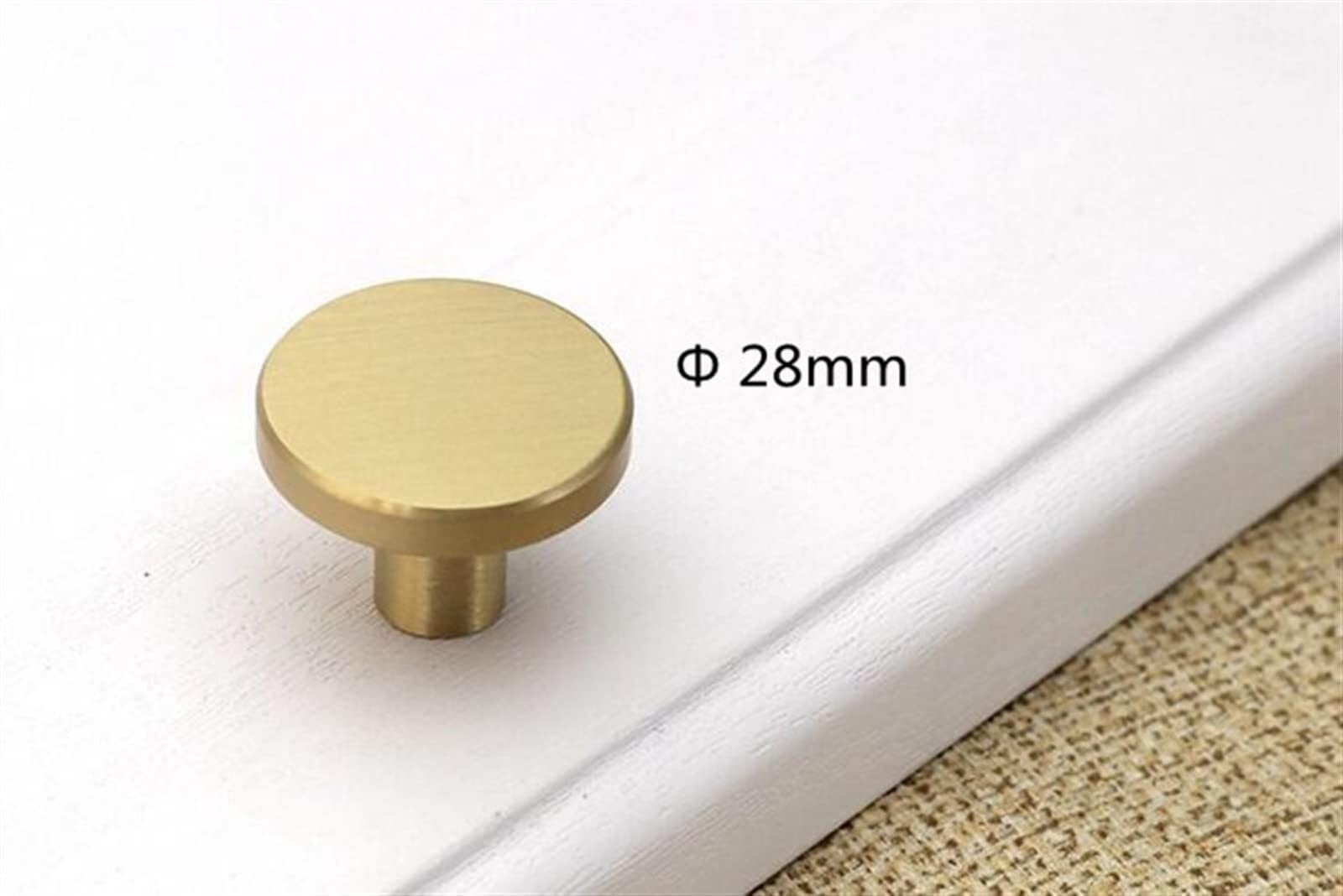25mm/33mm/44mm Round Gold Brass Drawer Knobs - Solid Copper Cabinet Handles for Wardrobe, Locker & Furniture (1-Pack) - Perfect for Bedroom, Kitchen & Office Cabinets