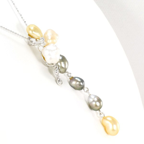 18K White Gold Pearl Diamond Necklace for Women - Elegant Bridal Jewelry, Anniversary Gift, Wedding Party & Formal Occasion Accessory