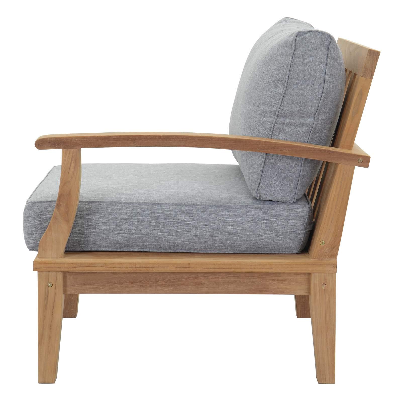 Modern Contemporary Outdoor Patio Furniture Set - 3-Piece Sofa, Chair & Coffee Table in Natural Gray Wood - Perfect for Backyard, Garden or Poolside Relaxation