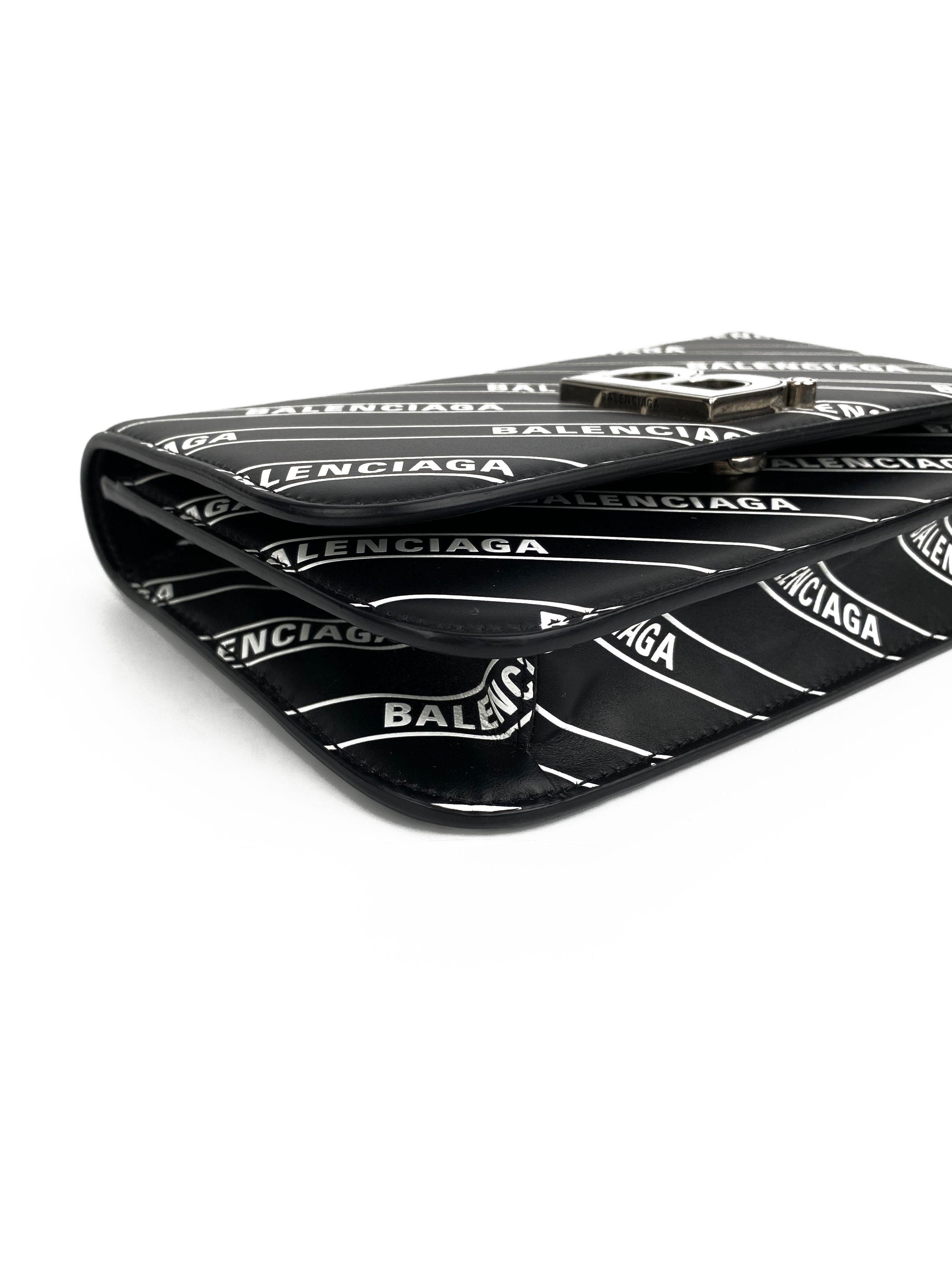 Balenciaga Black & White Logo Wallet on Chain - Stylish Crossbody Bag for Women | Perfect for Parties, Date Nights & Everyday Use