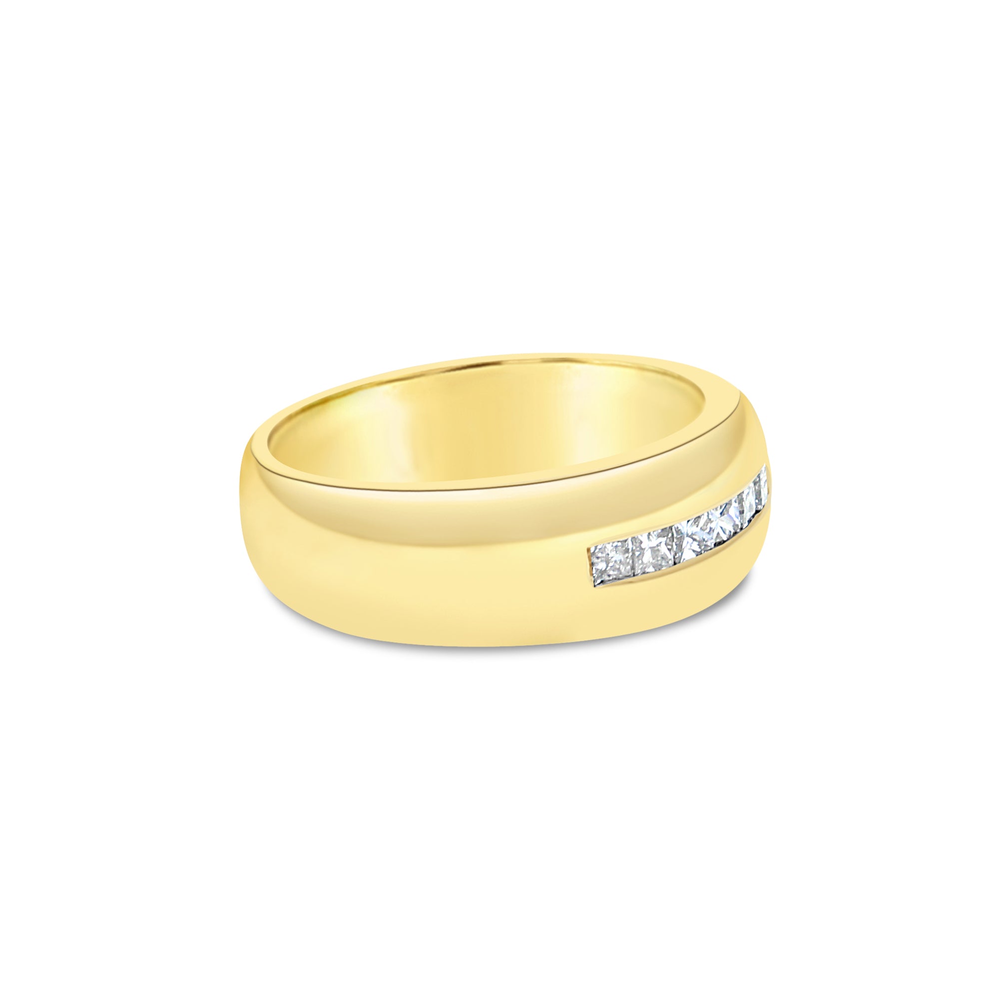 14k Yellow Gold Princess Cut Diamond Wedding Band for Men – Perfect for Engagement, Anniversary & Special Occasions