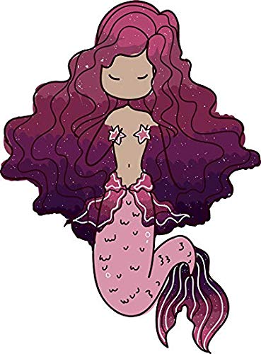 EW Designs Pretty Girly Pink Ombre Mermaid Cartoon Magnetic Vinyl Bumper Sticker - 4 Inch Tall Decorative Magnet for Cars, Lockers, Fridges & DIY Crafts