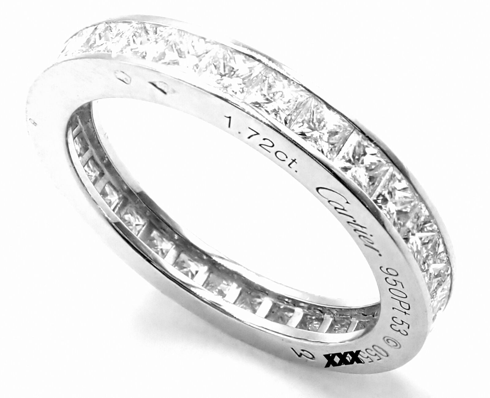 Cartier Platinum Princess Cut Diamond Eternity Wedding Band Ring - Size 53 (US 6.75) - Luxury Jewelry for Anniversary, Engagement & Special Occasions