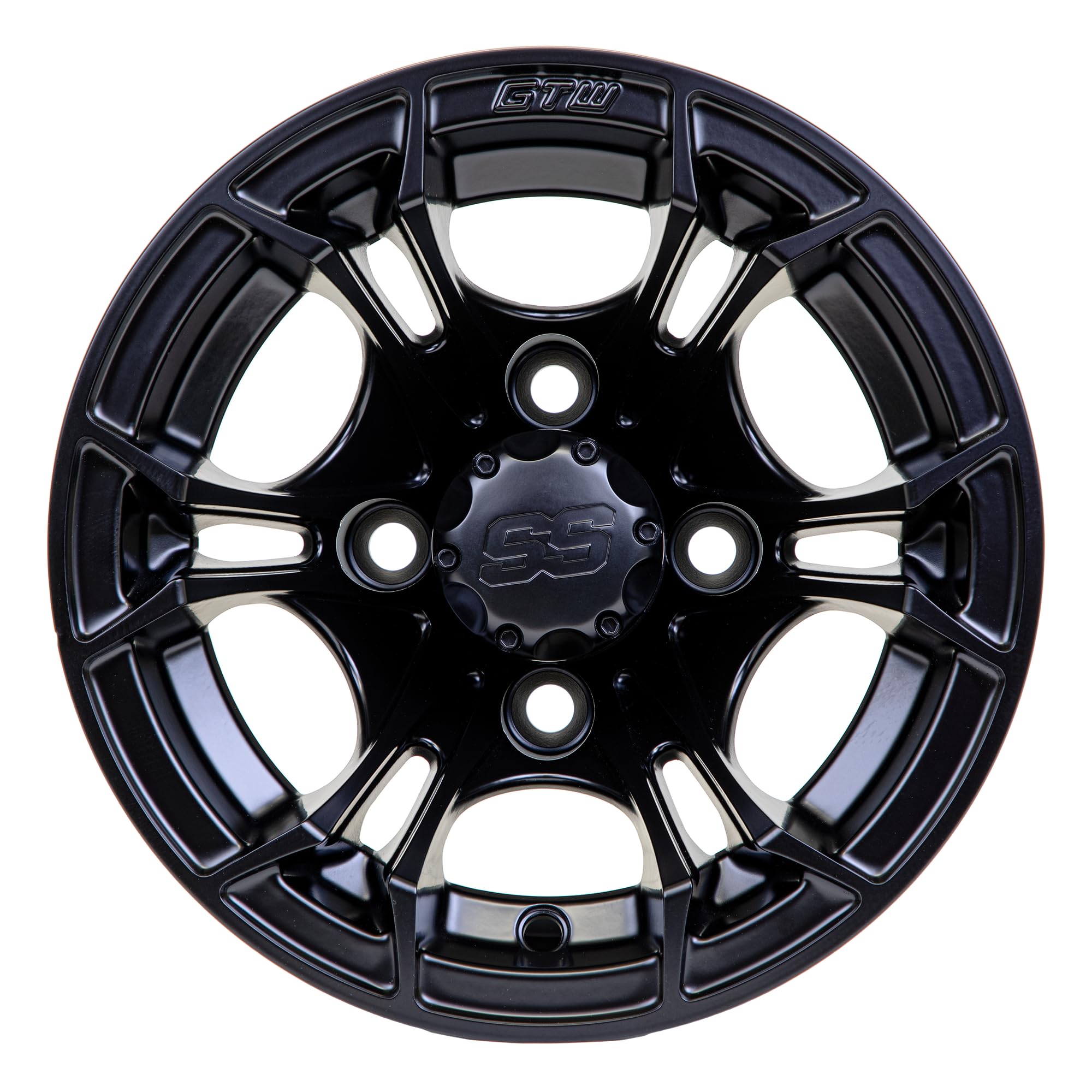 GTW 10 Inch Golf Cart Wheels and Tires Combo Set of 4 - Matte Black Spyder Wheels with 205/50-10 Pro Tour Street Tires | Perfect for Golf Carts, Utility Vehicles & Neighborhood Cruising