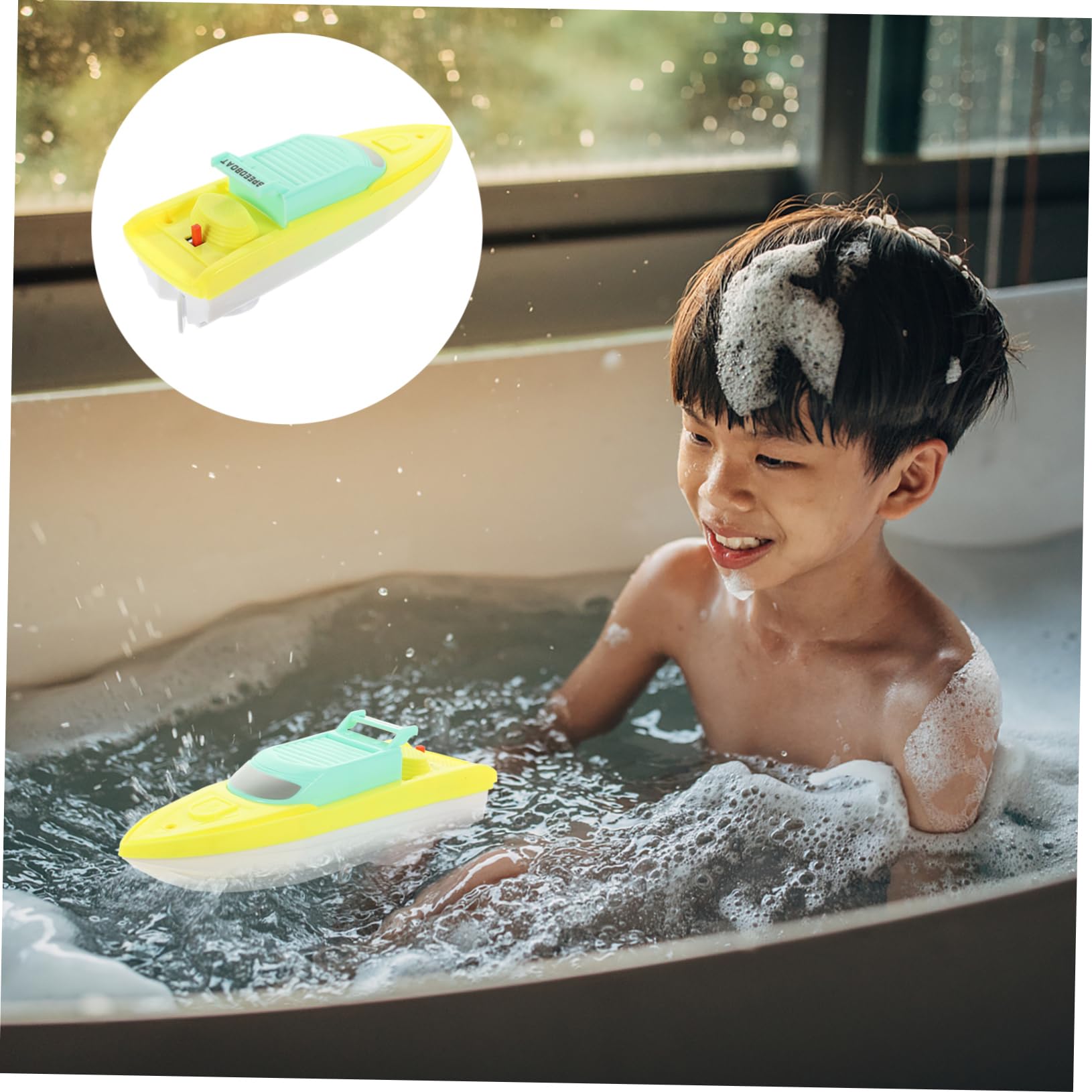 FAVOMOTO 4 Pack Bath Speed Boat Toys - Waterproof Plastic Bathtub Boats for Kids, Fun Shower & Pool Floating Toys for Toddlers - Perfect for Bathtime Play, Swimming Pool Games and Outdoor Water Activities