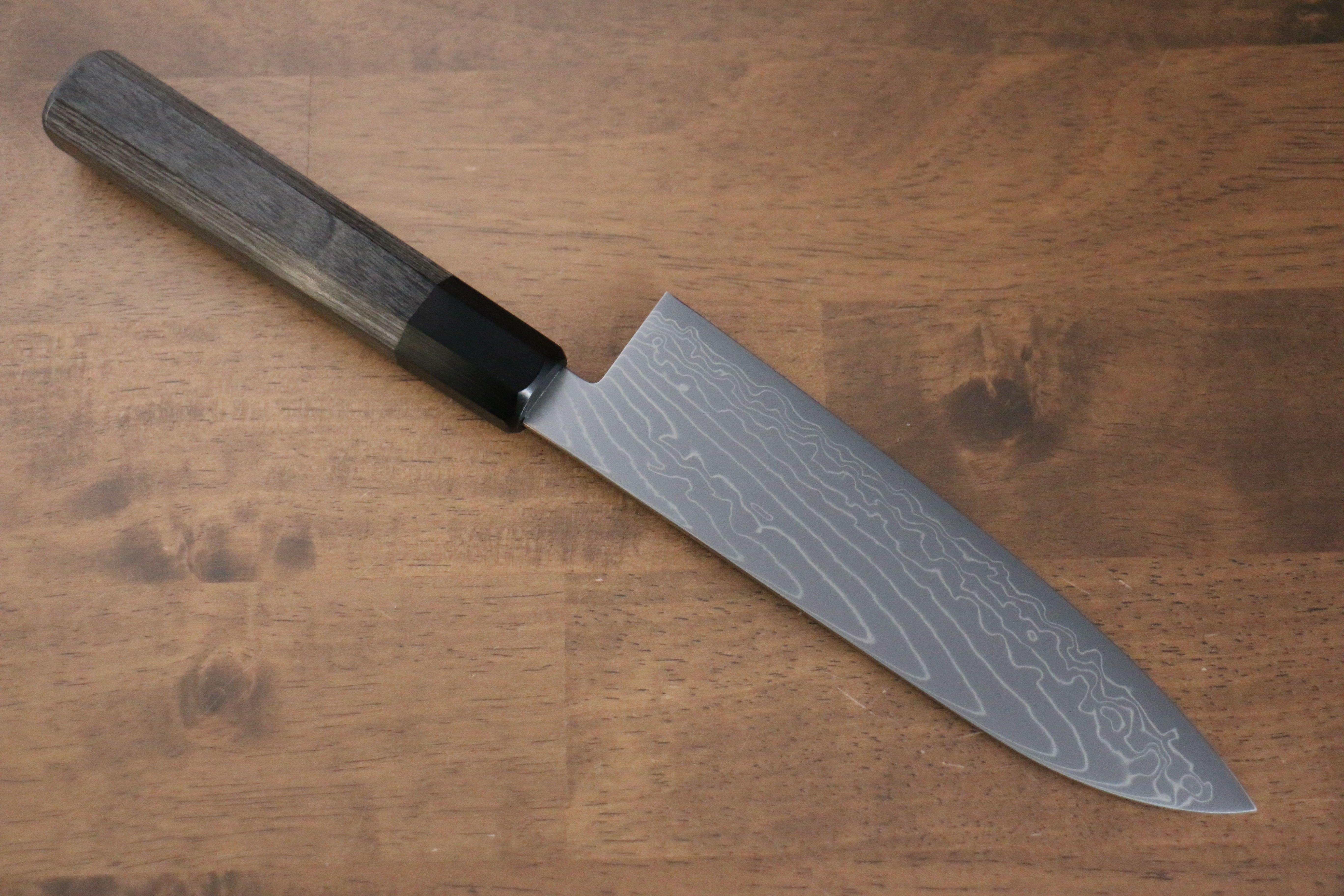 Premium Kajin Cobalt Special Steel Damascus Santoku Knife 180mm - Gray Pakka Wood Handle Japanese Chef Knife for Slicing, Dicing & Precision Cutting - Perfect for Home Kitchen & Professional Use