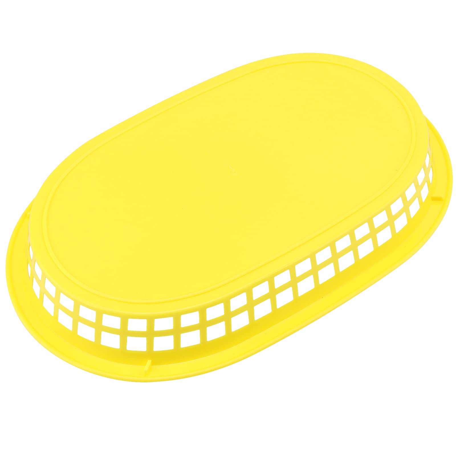 24 Pack 11x7 Inch Yellow Plastic Fast Food Serving Baskets - Oval Shaped Deli Food Service Containers for Burgers, Hot Dogs, Sandwiches, Fries & BBQ | Perfect for Restaurants, Food Trucks, Catering & Outdoor Parties