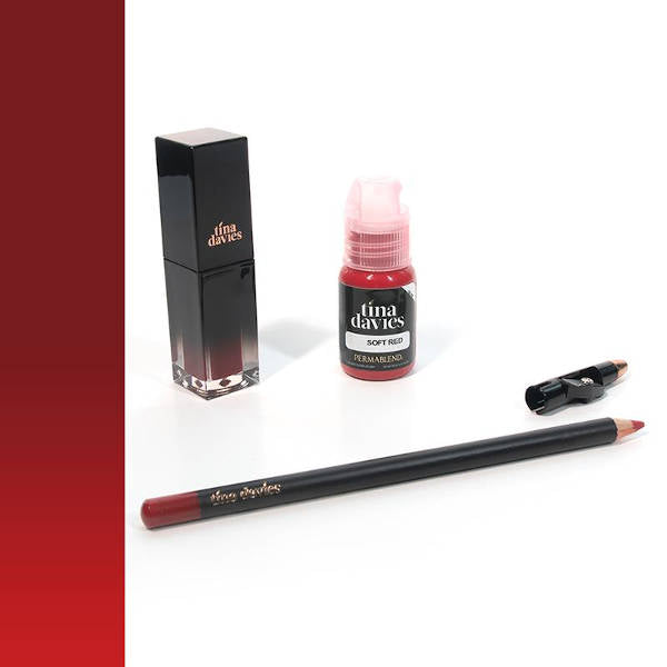 Perma Blend Tina Davies Lip Soft Red Trio Set - Professional Lip Blush Pigments for Permanent Makeup, Vegan & Cruelty-Free - Perfect for Tattoo Artists, Beauty Salons & Home Use