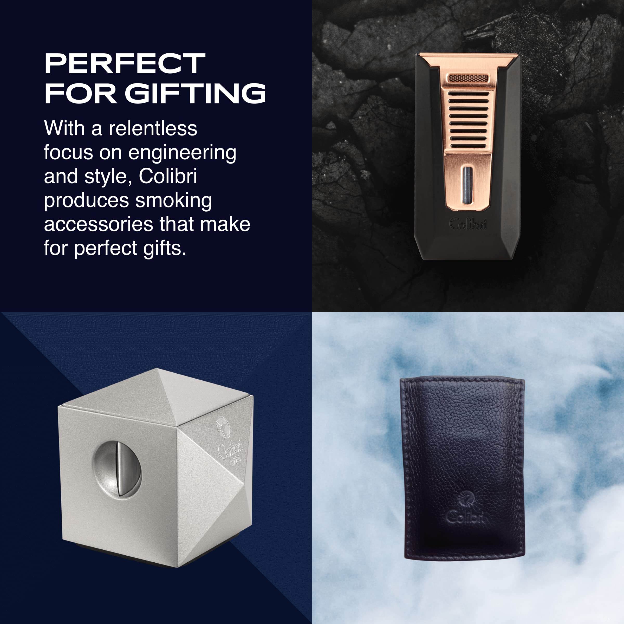 Colibri Rally Single Jet Flame Butane Lighter - Windproof Refillable Cigar Lighter with Blue Fuel Window & Adjustable Flame (Black/Rose) - Perfect for Cigar Smoking, Outdoor Camping & BBQ Use