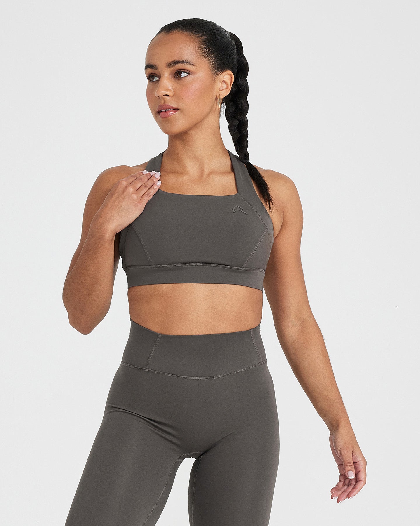 Timeless Wide Strap Sports Bra for Women - Deep Taupe | High Support Workout Bra for Running, Yoga & Gym