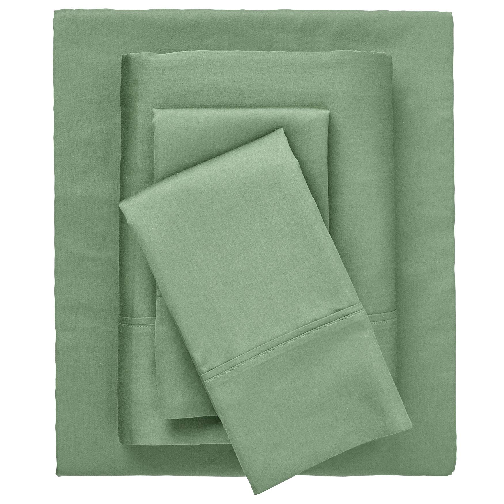 BrylaneHome Bed Tite 500 Thread Count Sheet Set - Queen Size, Sage Green, Ultra Soft & Breathable Bed Sheets for Luxurious Comfort - Perfect for Master Bedroom, Guest Room & Hotel Use