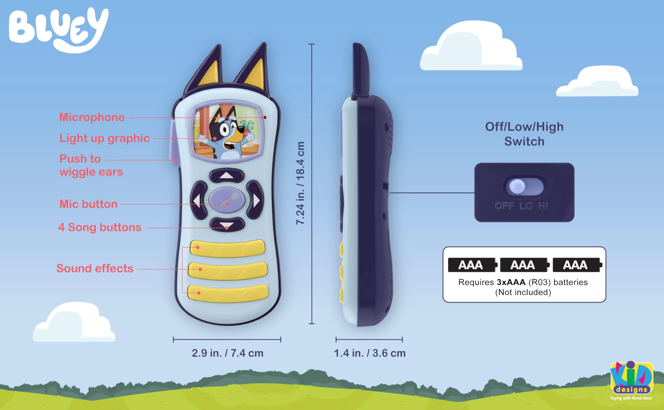 Bluey Toy Remote Control for Kids - Interactive Learning Toy with Music & Sound Effects | Perfect Gift for Bluey Fans | Pretend Play, Role Play & Early Childhood Development