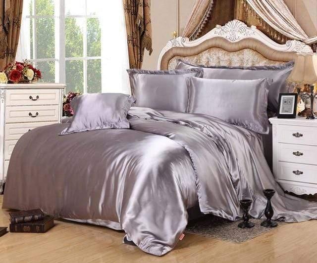 Premium Satin Silk Duvet Cover Set - Queen Size Bedding with Pillowcases - Soft & Breathable Luxury Bed Sheets for Master Bedroom, Guest Room, or Hotel Use
