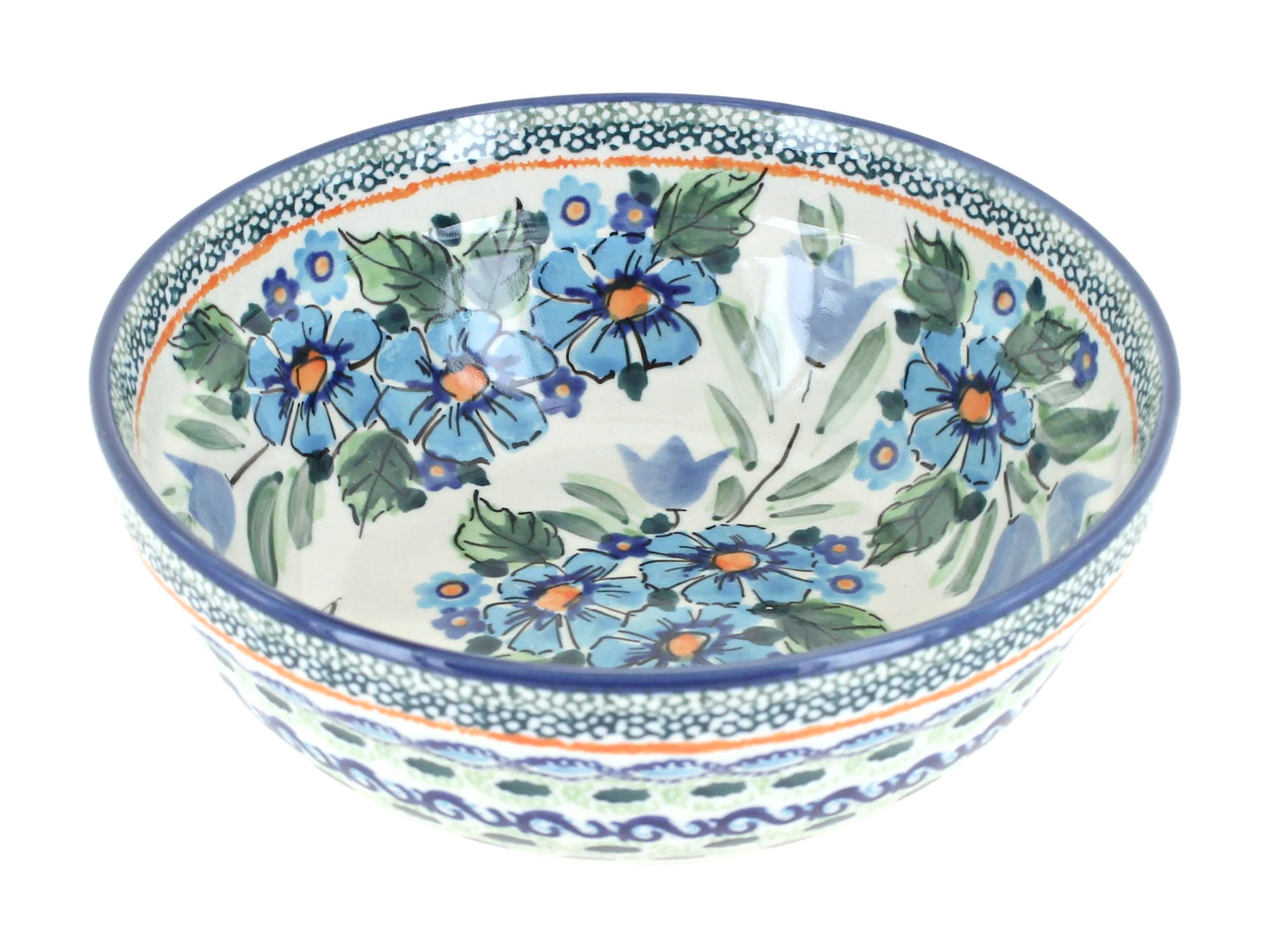 Handmade Blue Rose Polish Pottery Ballina Bowl - Ceramic Cereal & Soup Bowl for Breakfast, Dessert, or Soup - Perfect for Home Dining & Gifts