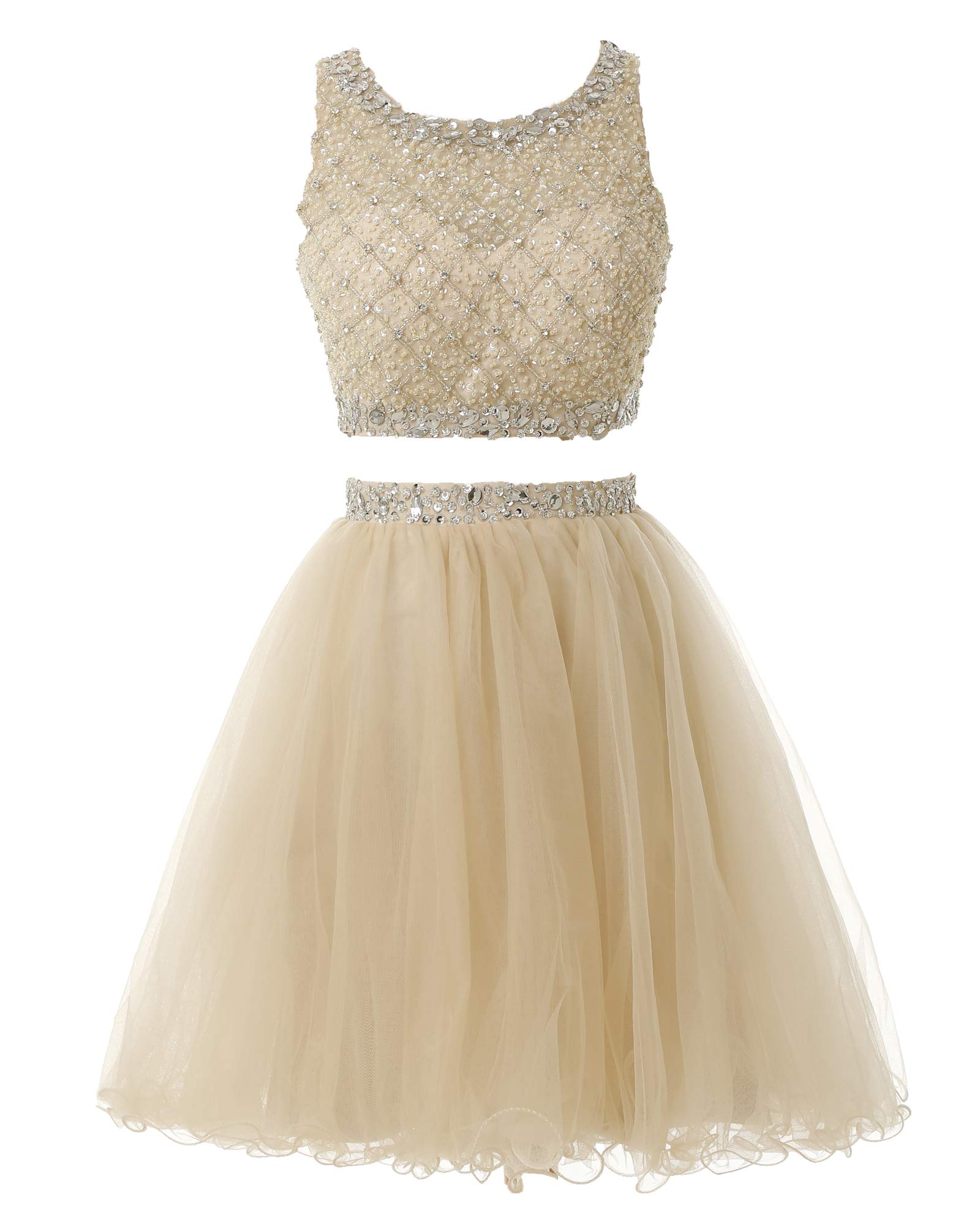 Elegant Beaded Bodice Short Two-Piece Tulle Prom Dress for Homecoming & Special Occasions - BD077 | Perfect for Dances, Parties & Formal Events