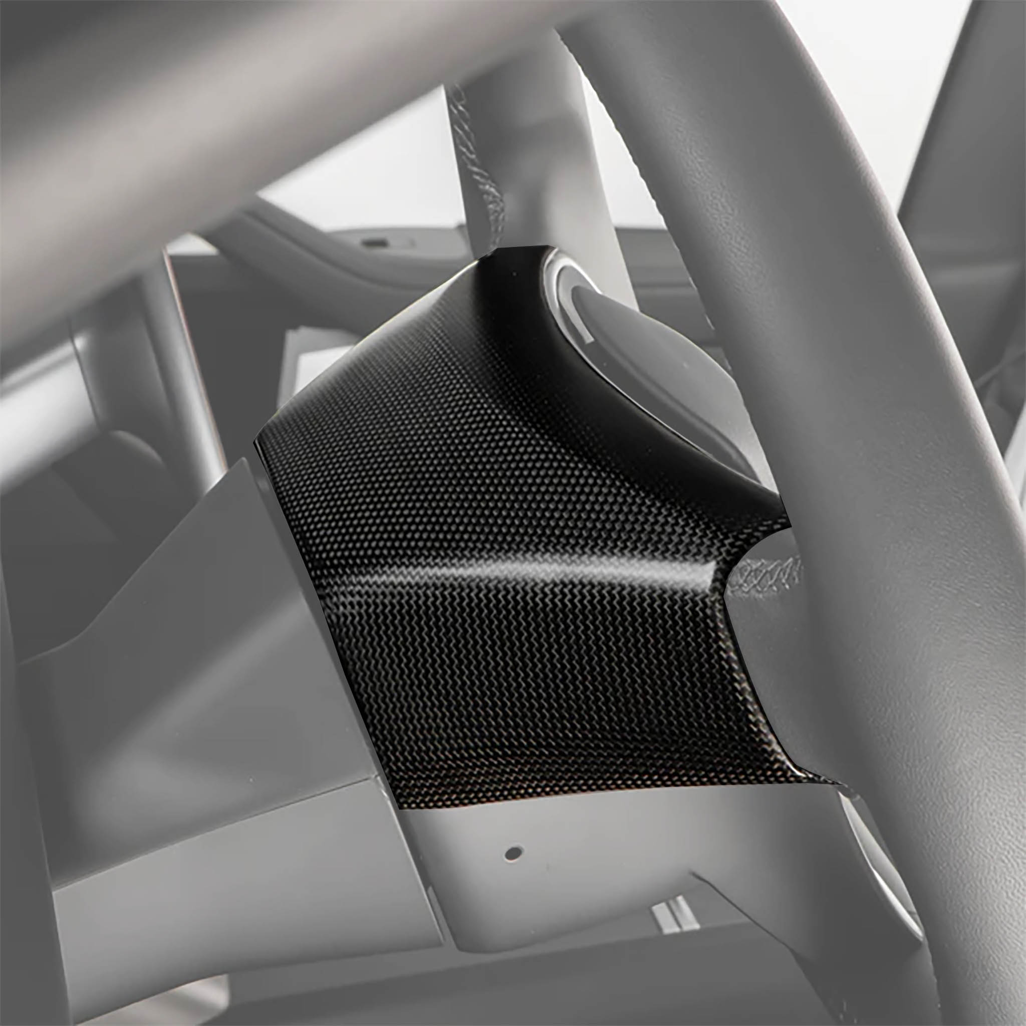 Premium Real Carbon Fiber Steering Wheel Trim Cover for 2024+ Tesla Model 3 Highland & 2025+ Model Y Juniper - 1x1 Plain Weave & 2x2 Twill Weave Options - Upgrade Your Tesla Interior with Luxury Carbon Fiber Accessories for Enhanced Driving Experience