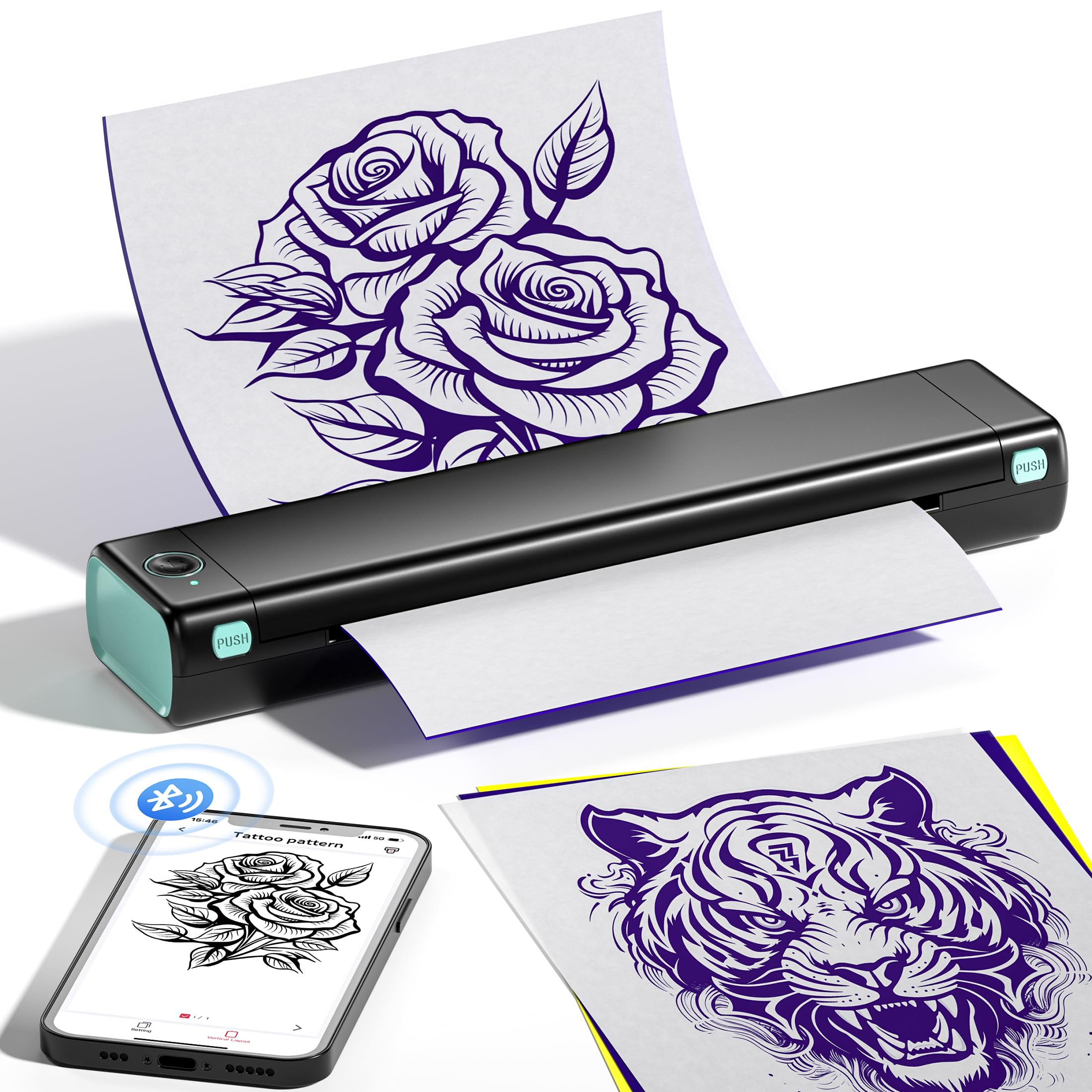 Professional M08F Bluetooth Tattoo Stencil Printer - Wireless Thermal Tattoo Transfer Machine with 10pcs Transfer Paper, Compatible with iOS/Android Smartphones & iPad - Perfect for Tattoo Artists, Studios & DIY Tattoo Enthusiasts
