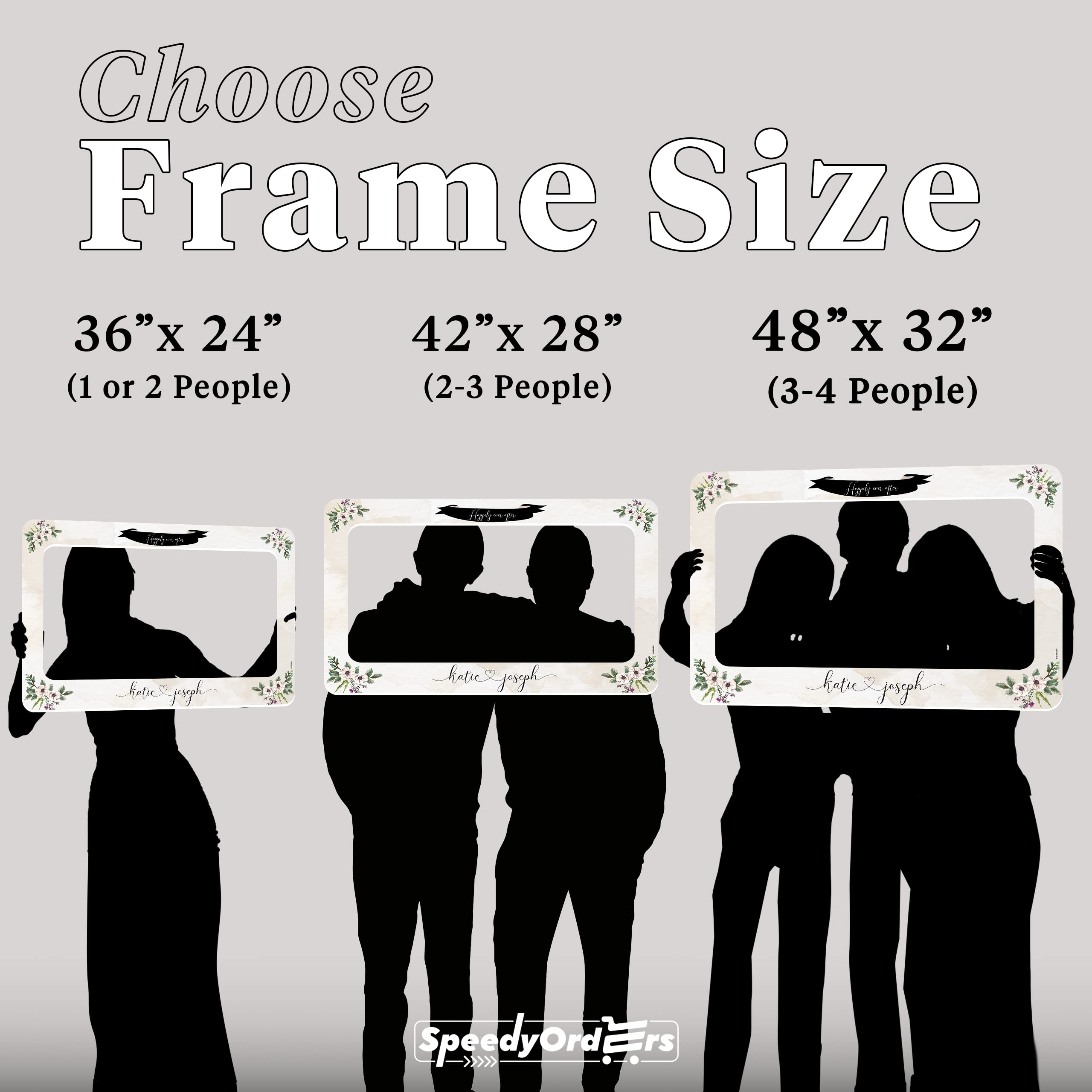 Custom Wedding Photo Booth Frame - Cream Floral Theme Personalized Wedding Prop with PVC Frame - Perfect for Wedding Receptions, Bridal Showers & Anniversary Celebrations
