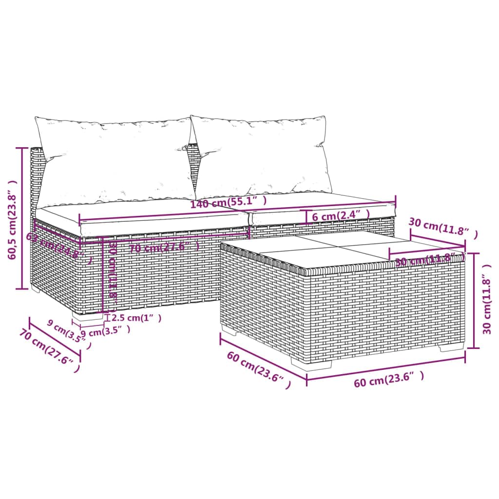 vidaXL Brown Patio Furniture Set with Green Cushions - 2-Seater Outdoor Sofa & Coffee Table - Perfect for Garden, Deck, and Backyard Relaxation