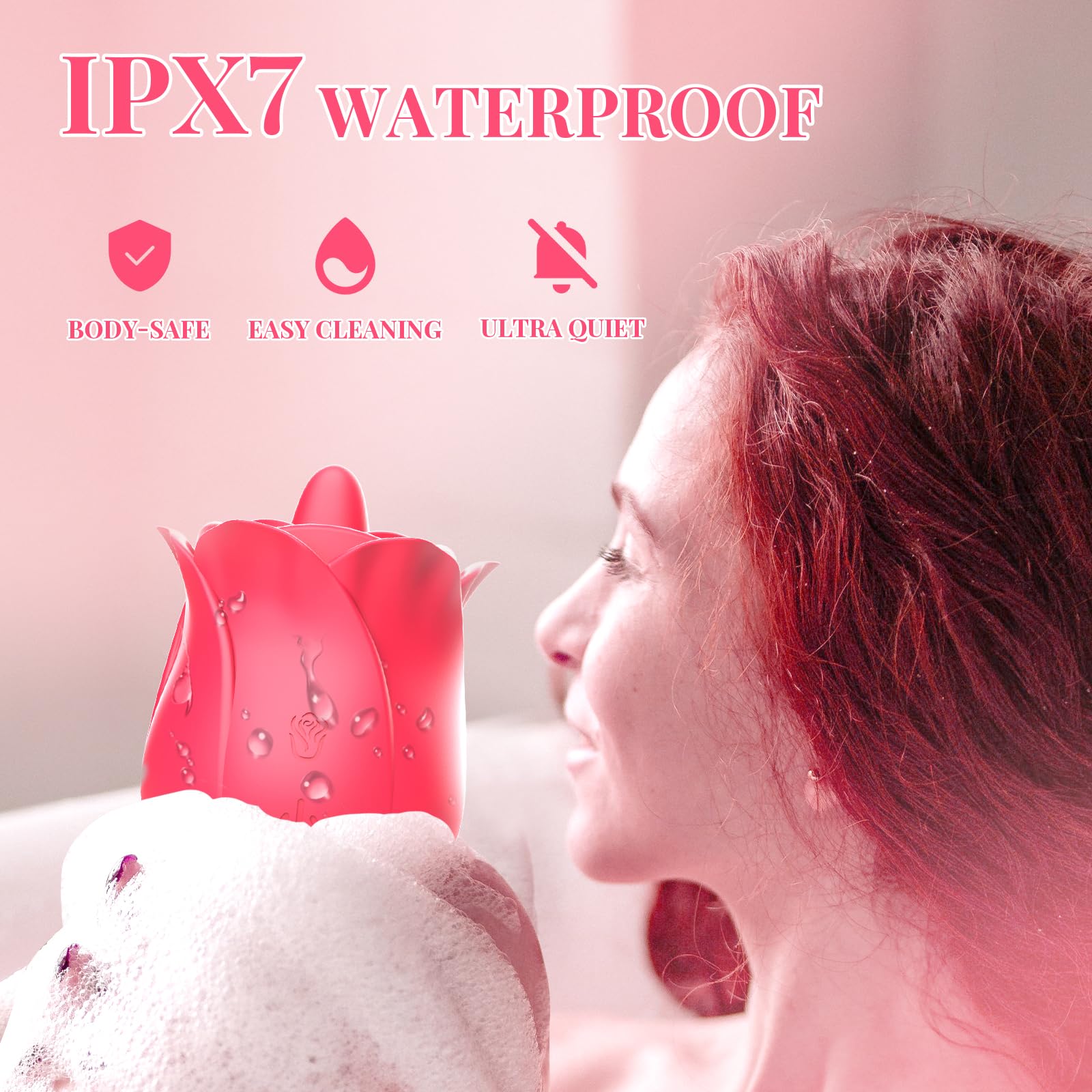Premium Rose Vibrator for Women - 2-in-1 Clitoral & Tongue Licking Stimulator with 9 Vibration Modes | G-Spot, Nipple & Anal Pleasure | Adult Sex Toy for Women & Couples | Perfect for Solo Play & Romantic Nights