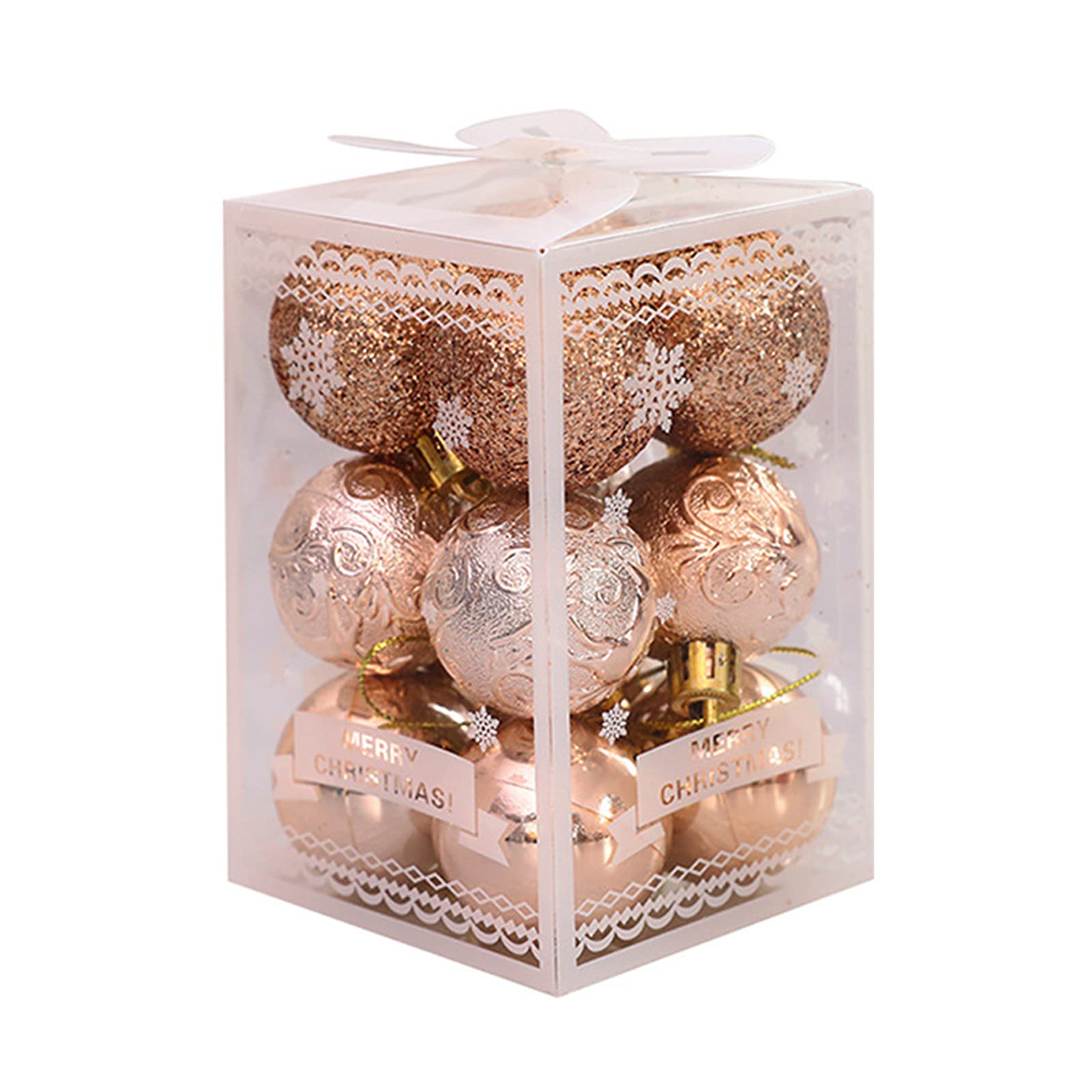 XINdream 12Pcs Shatterproof Christmas Ball Ornaments - Plastic Champagne Xmas Tree Decorations for Holiday, Wedding & Party | Durable Christmas Decor for Indoor & Outdoor Use