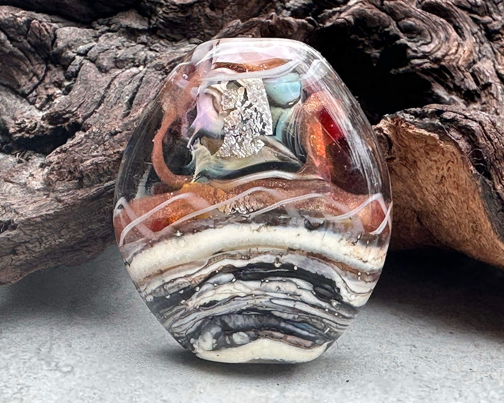 Handmade Organic Lampwork Glass Focal Bead SRA - Unique Artisan Jewelry Making Supplies for Necklaces, Bracelets & DIY Crafts