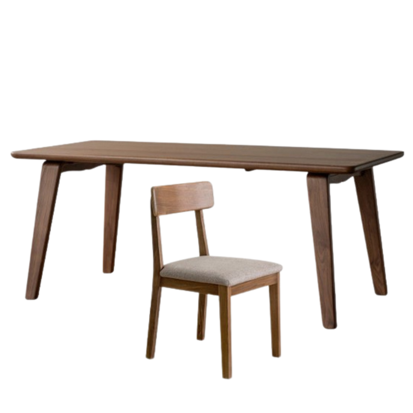 70.8x33.4x29.5 inch / 180x85x75 cm / Walnut Color / Ash dining table + 4 chairs
