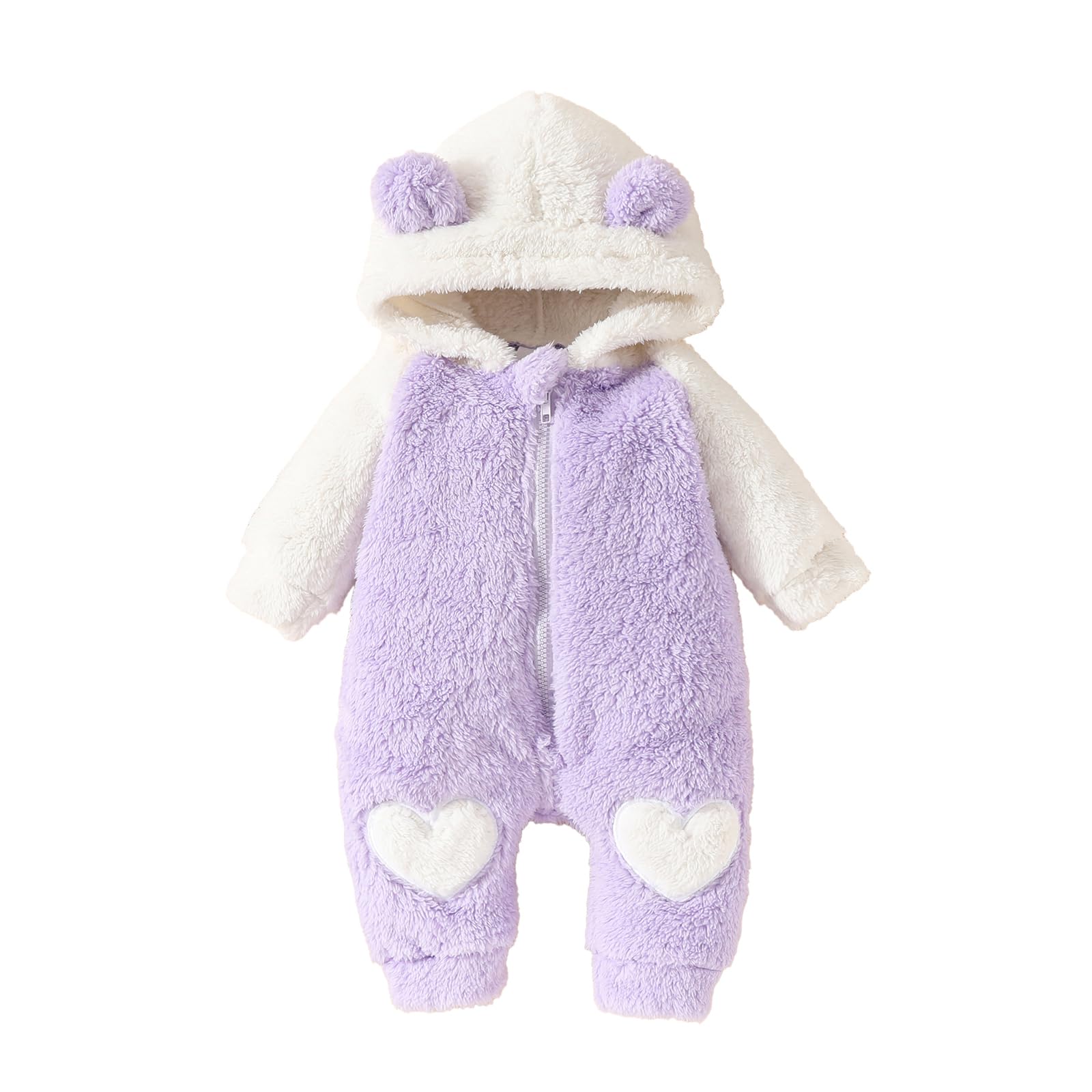 Adorable Newborn Baby Girl & Boy Bear Onesie - Long Sleeve Hooded Snowsuit Romper for Winter | Perfect for Cold Weather Outings & Photo Shoots
