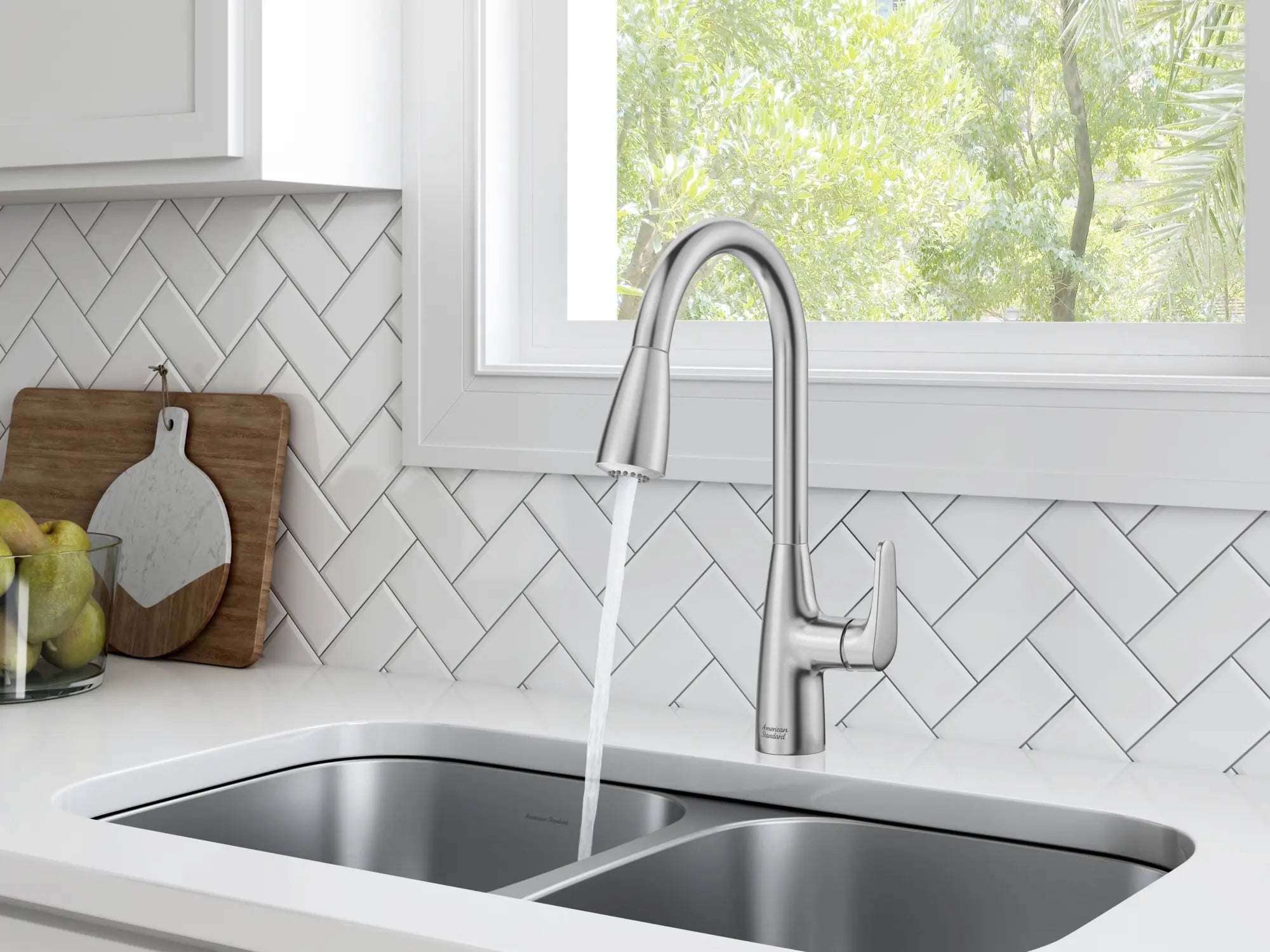 Colony PRO Single Handle Pull Down Dual Spray Kitchen Faucet - 1.5 GPM/5.7 LPM Low Flow, Lead-Free Brushed Nickel - Perfect for Modern Kitchens & Easy Dishwashing